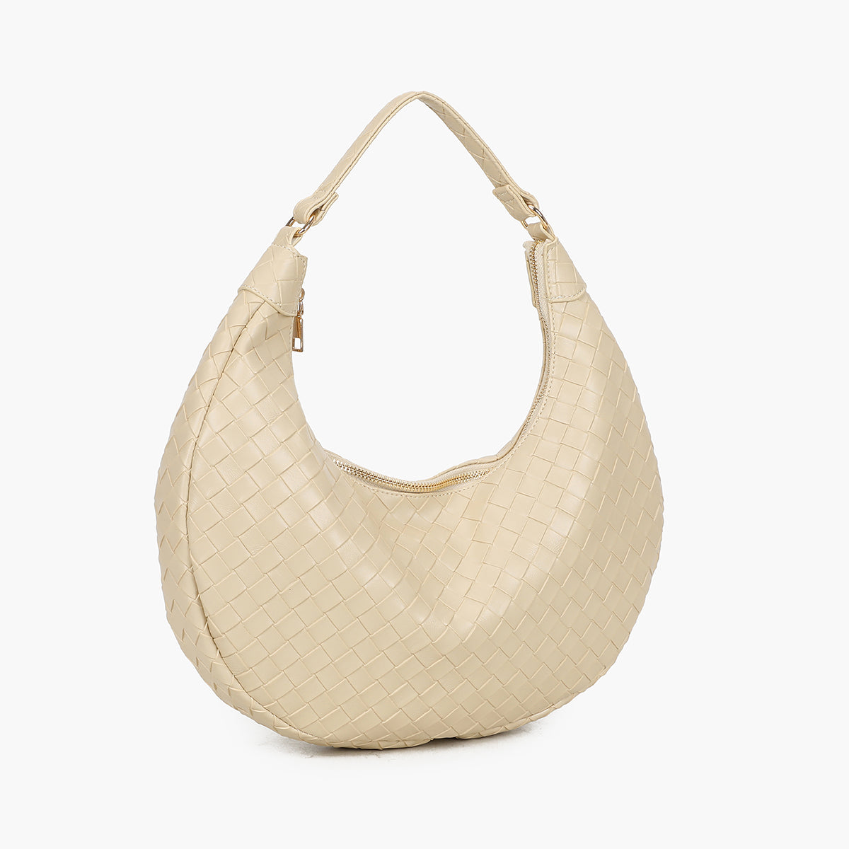 Sac demi-lune tressé écru