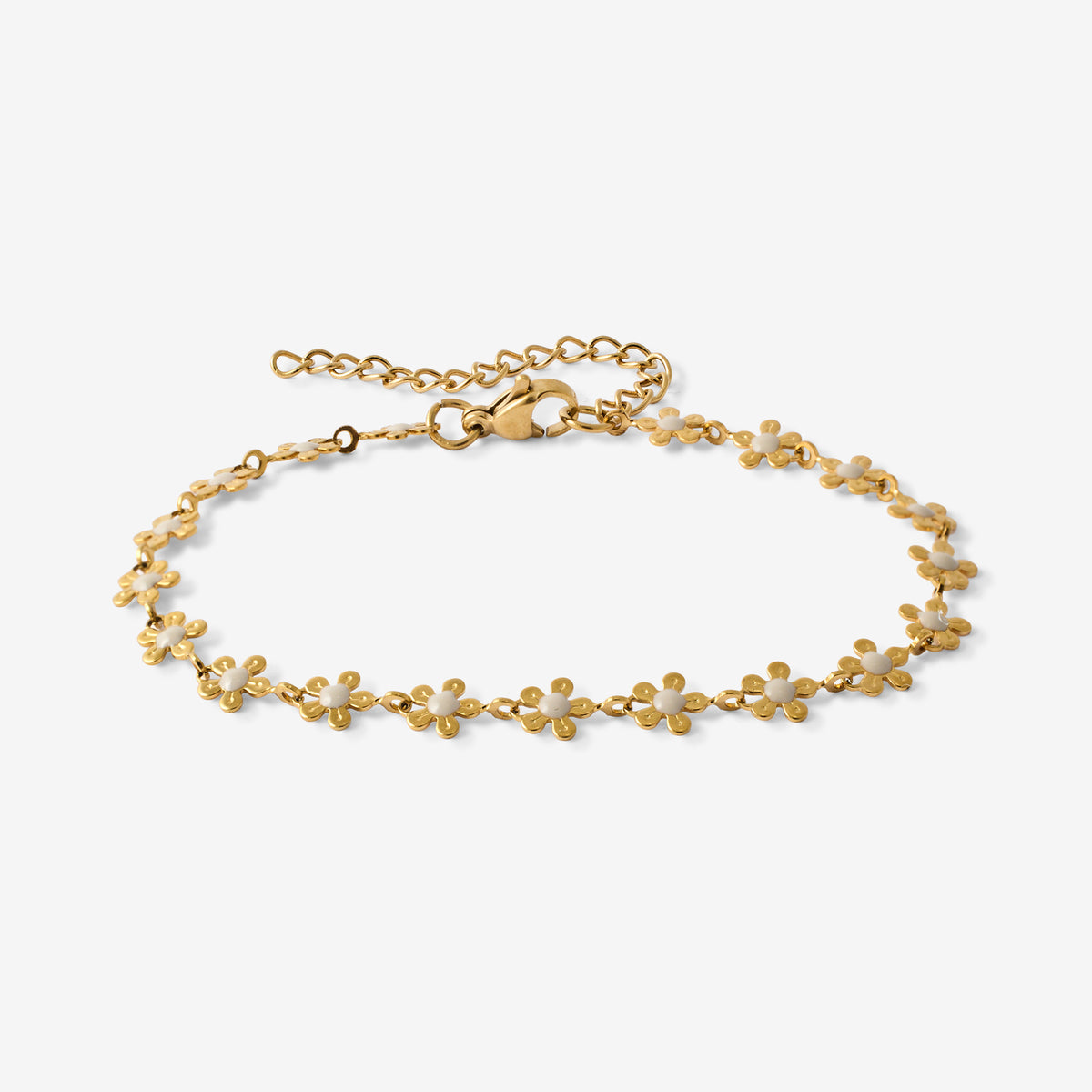 Bracelet chaine fleurs en acier inoxydable
