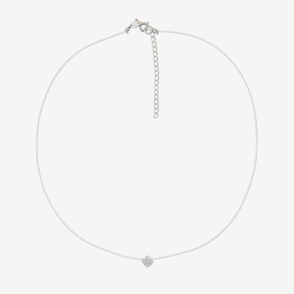 Collier nylon pendentif zirconium en argent garanti
