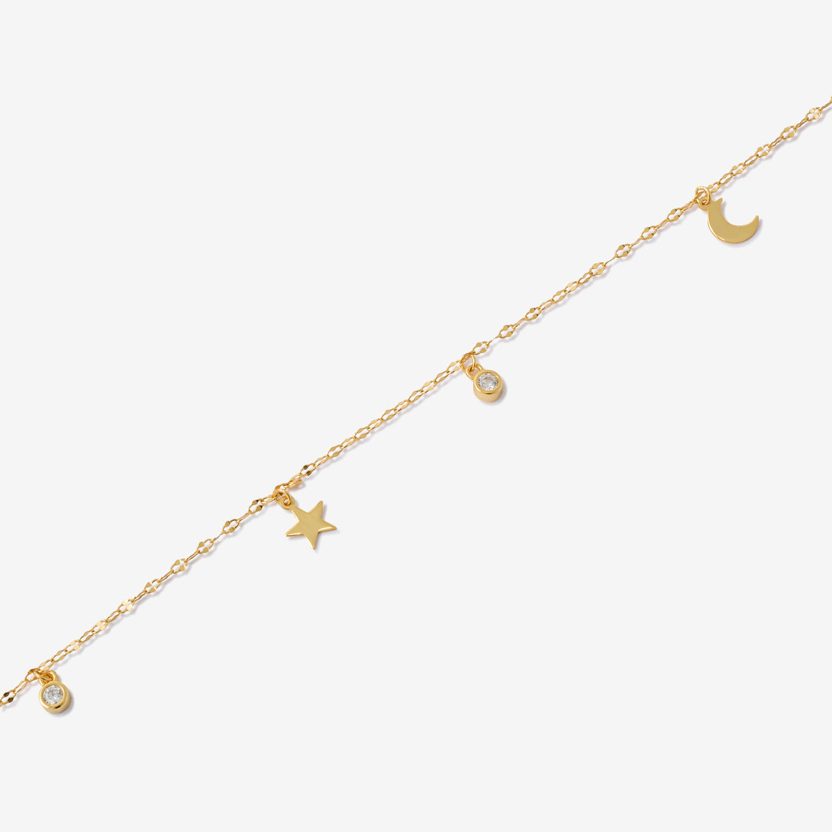Chaine de cheville avec étoiles et lune en argent garanti