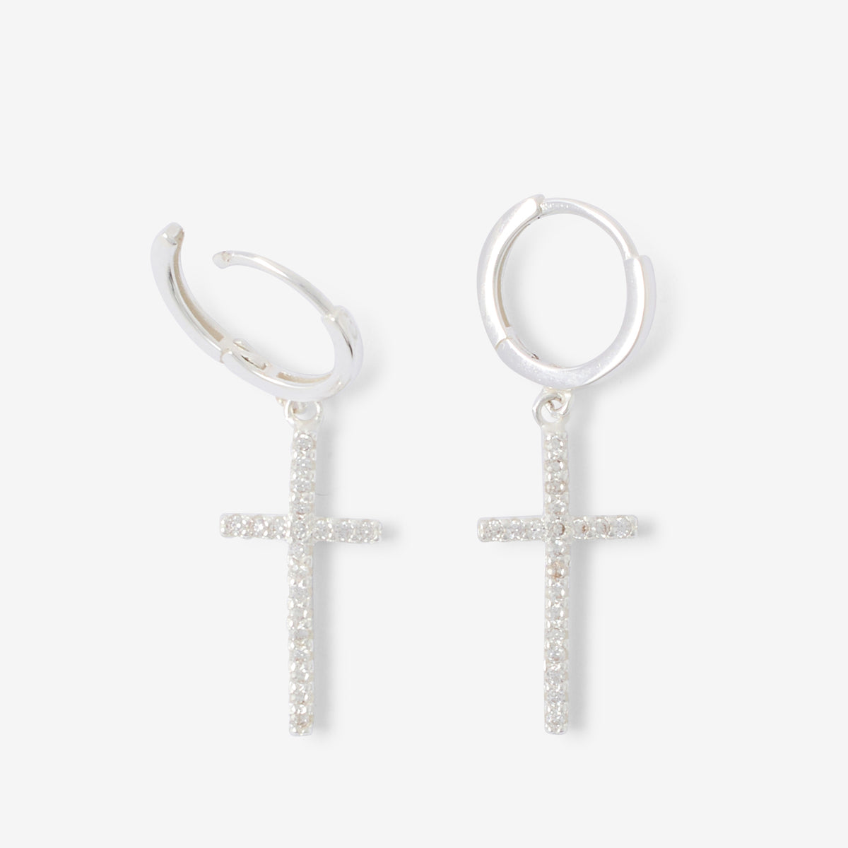 Petites créoles pendentif croix en argent garanti