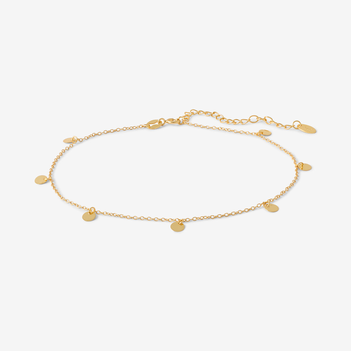 Chaine de cheville multi disques en argent garanti doré