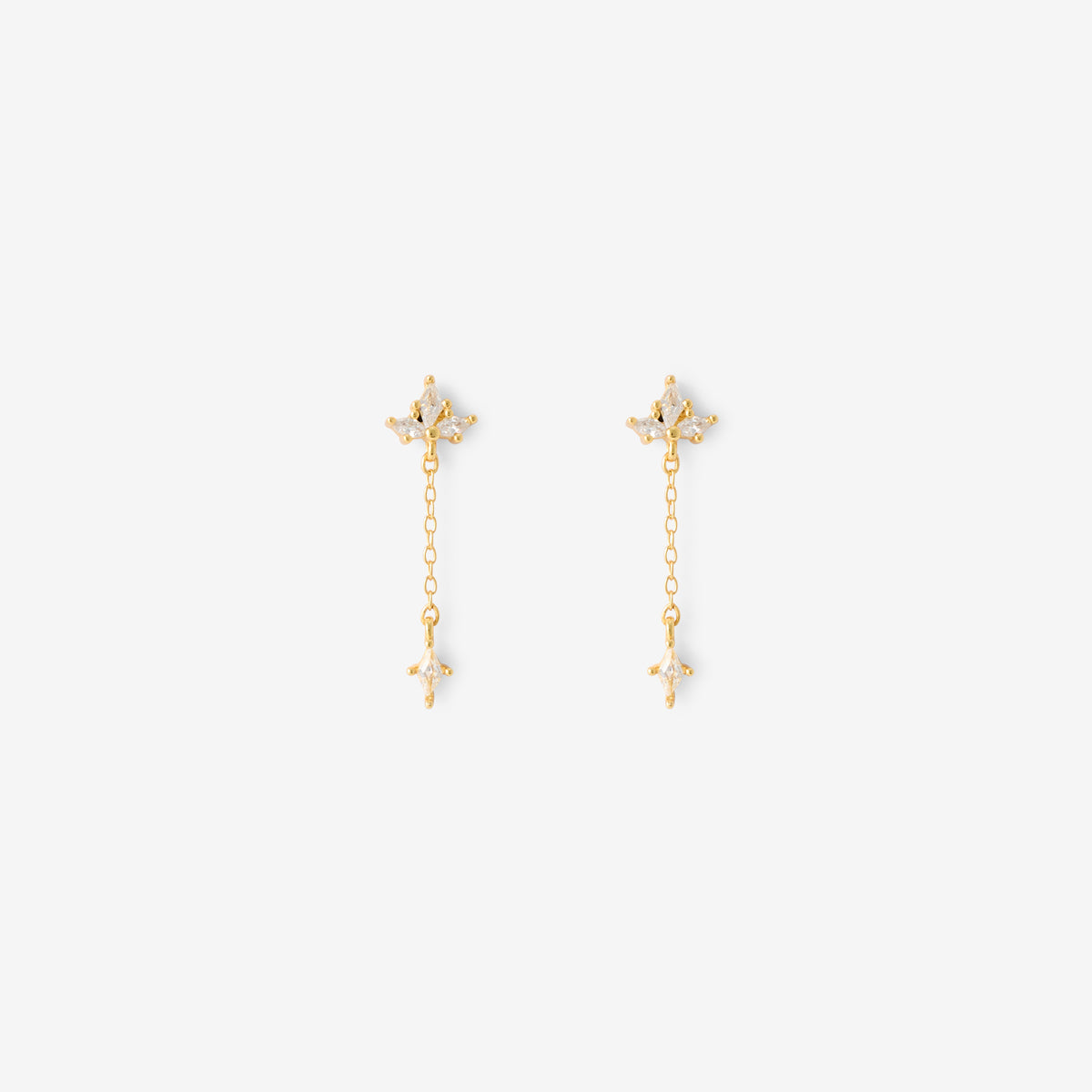 Boucles d'oreilles zircon et chaine - argent 925 doré