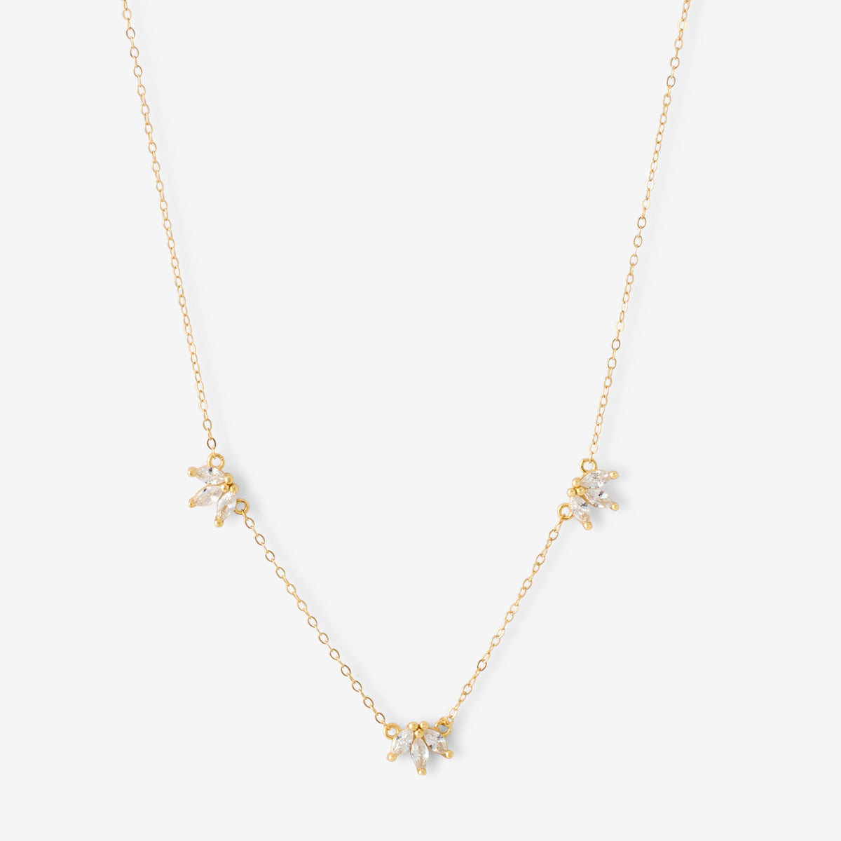 Collier pétales zirconium en argent garanti doré