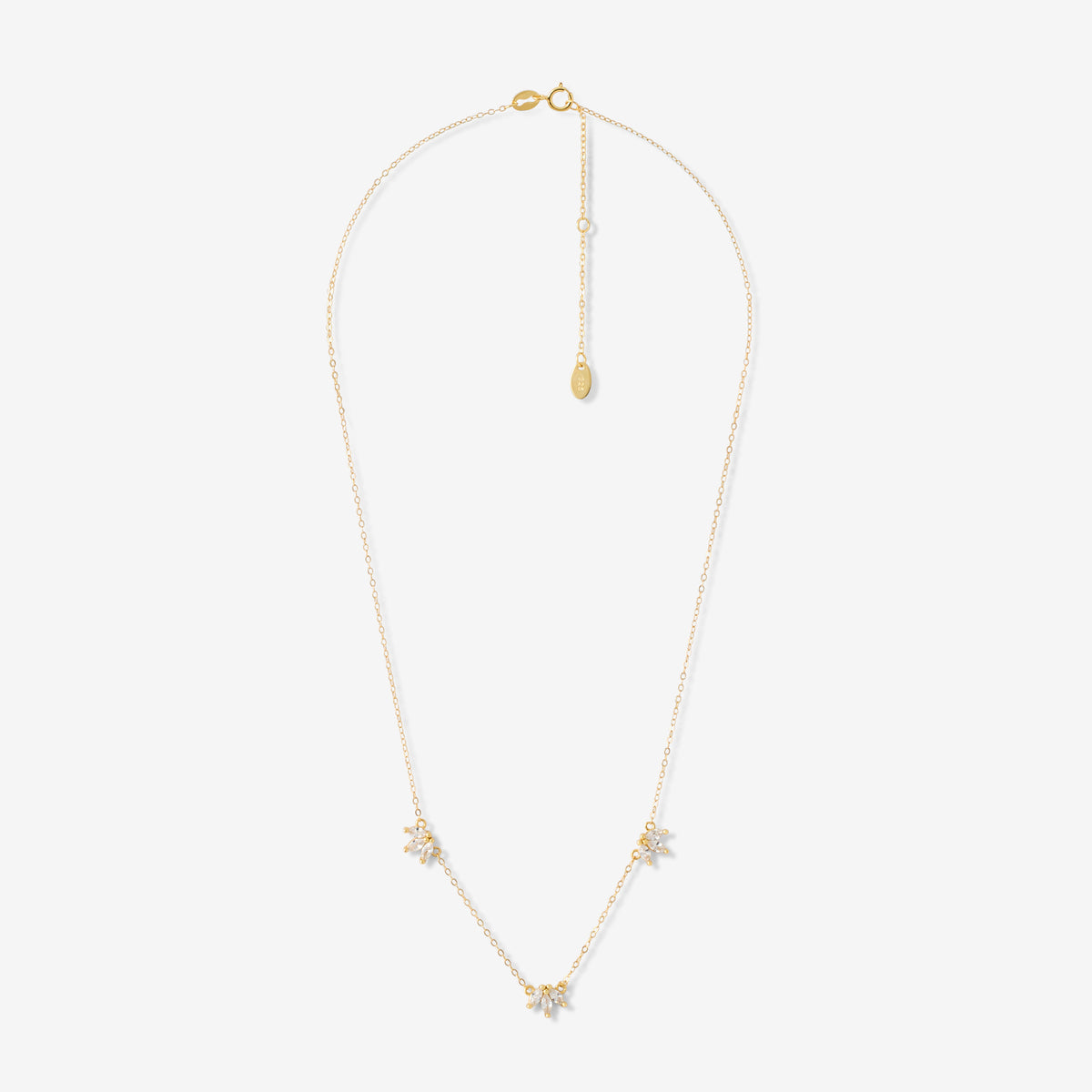 Collier pétales zirconium en argent garanti doré