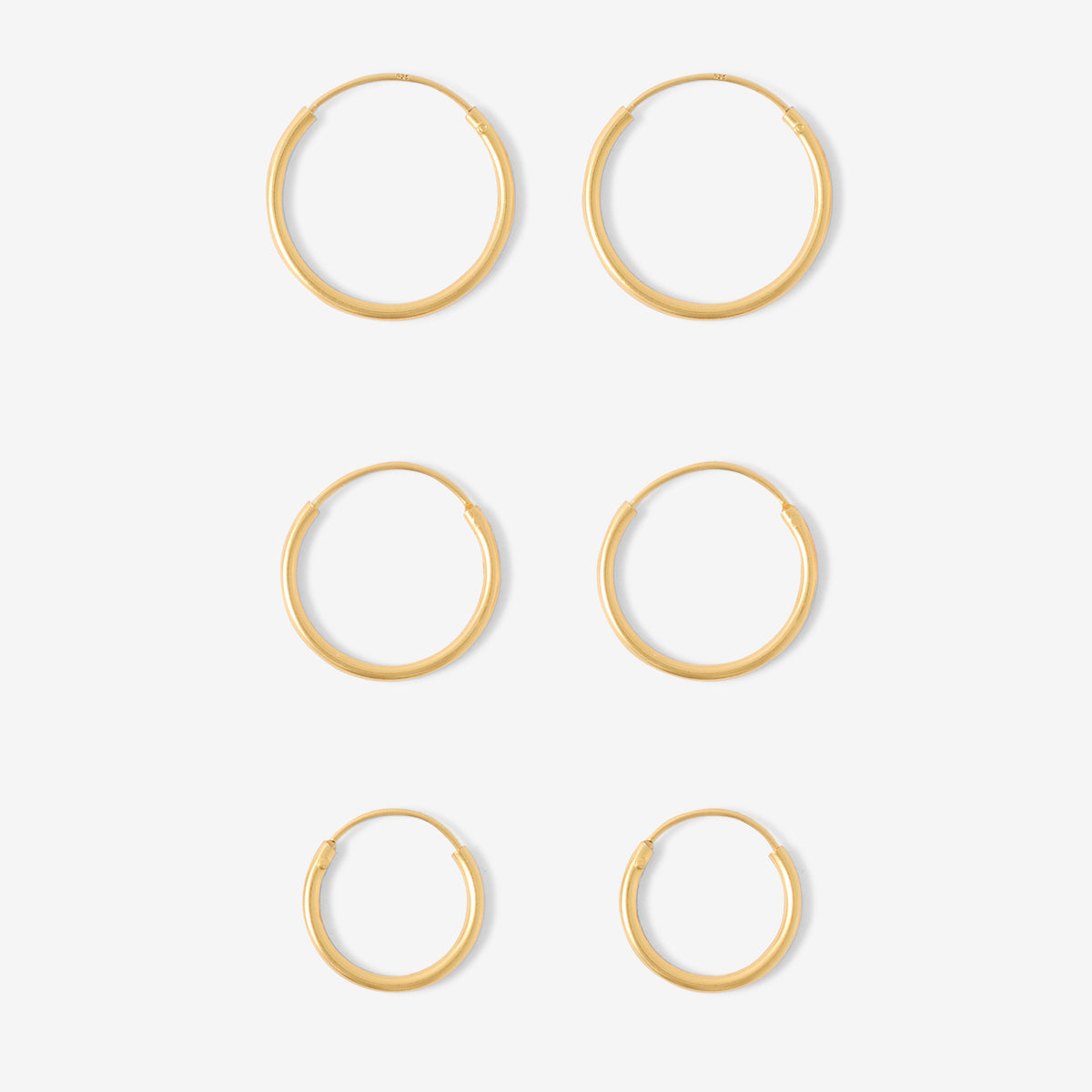 Set de 3 paires de créoles en argent garanti doré