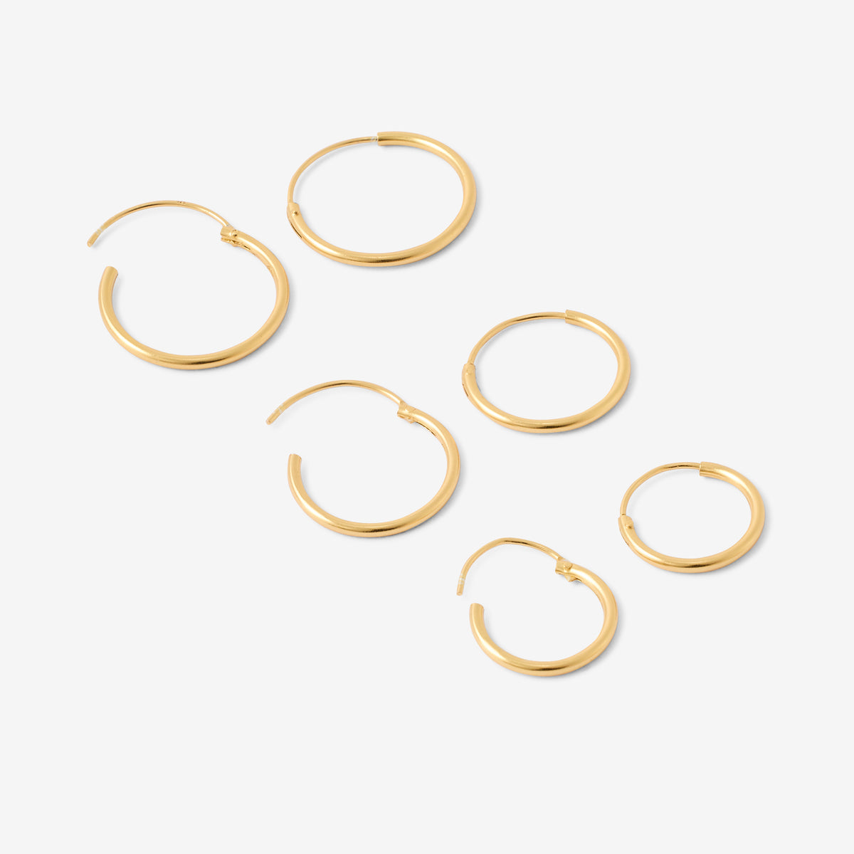 Set de 3 paires de créoles en argent garanti doré