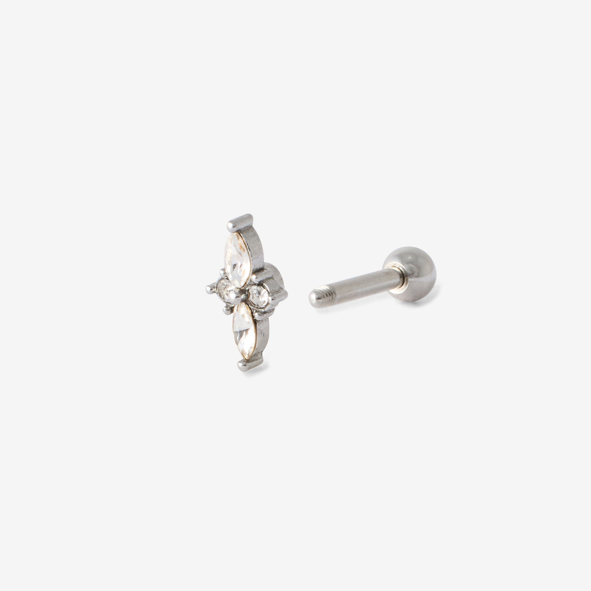 Piercing helix/tragus navettes en acier chirurgical argenté