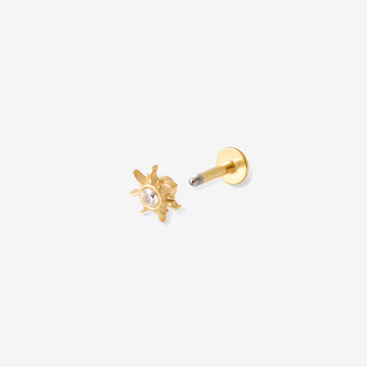 Piercing helix/tragus soleil en acier chirurgical avec strass de zirconium