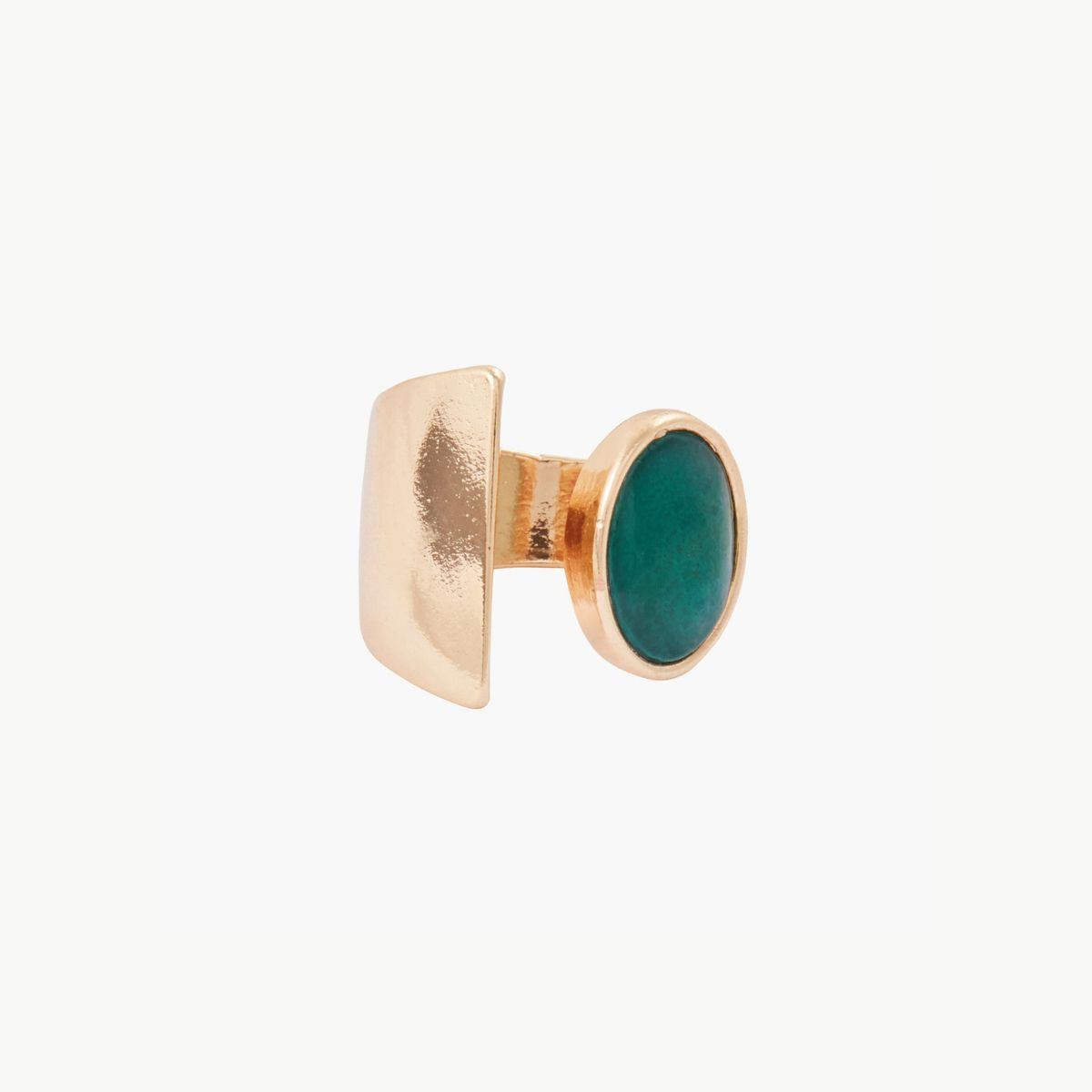 Bague ouverte ovale avec nacre verte