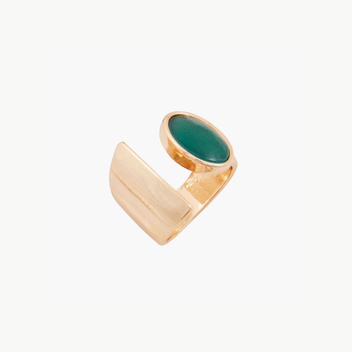 Bague ouverte ovale avec nacre verte
