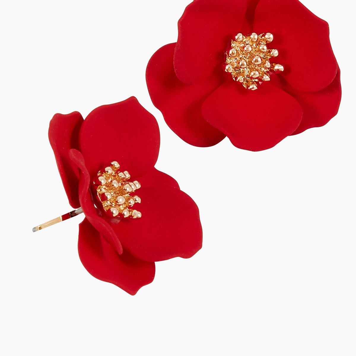Boucles d'oreilles fleurs rouges