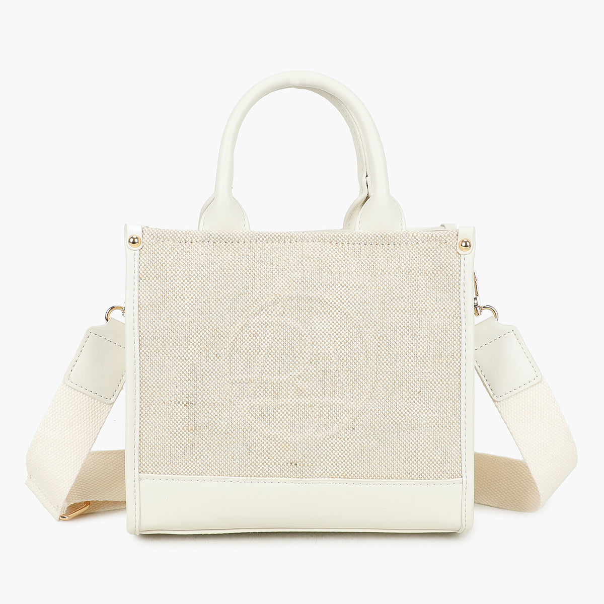 Sac porté main bi-matière blanc