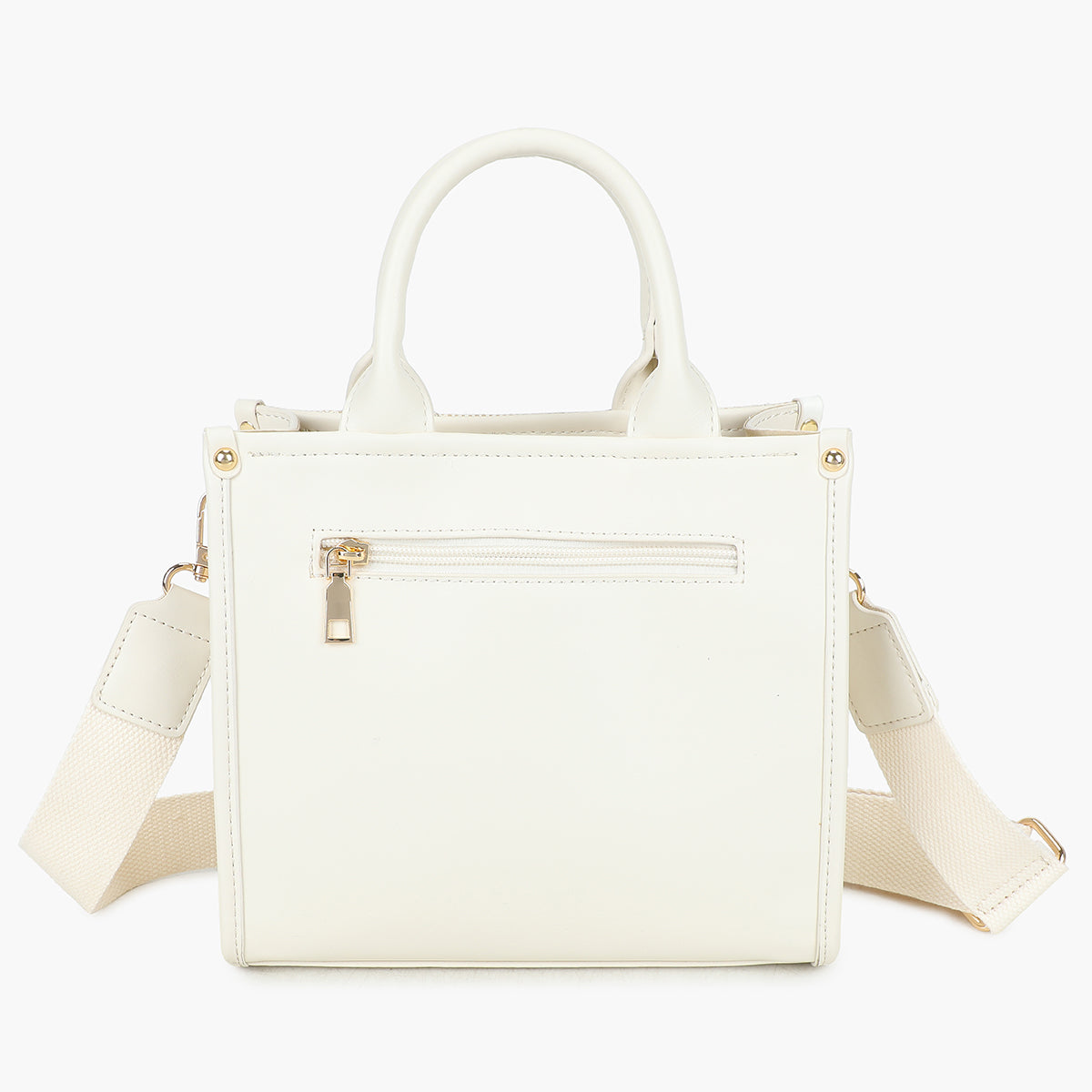 Sac porté main bi-matière blanc