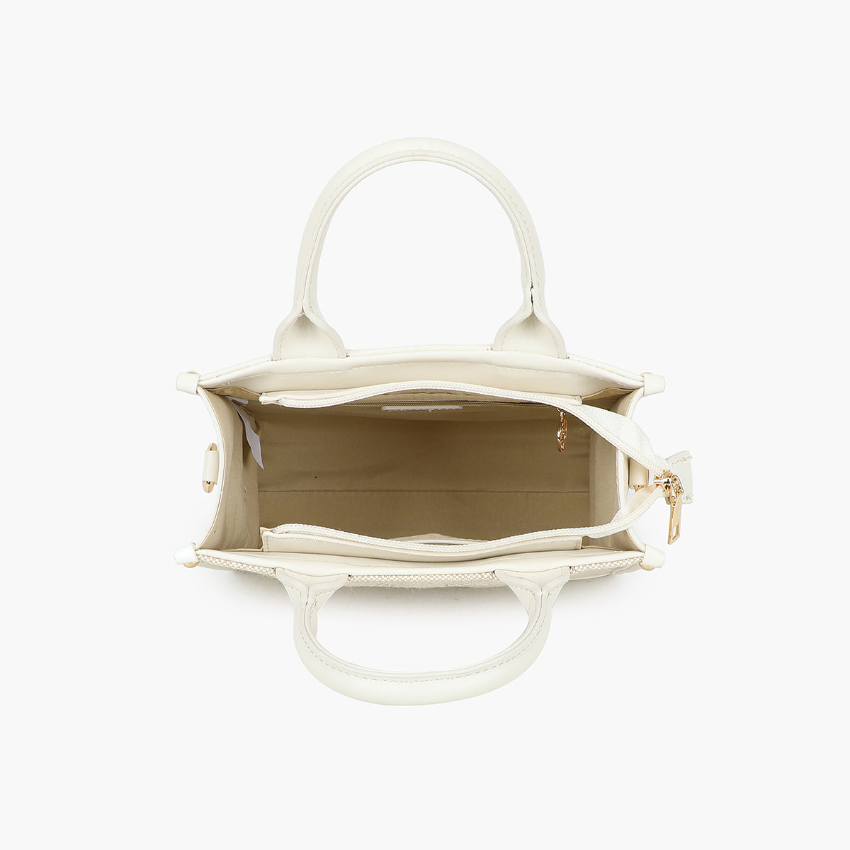 Sac porté main bi-matière blanc