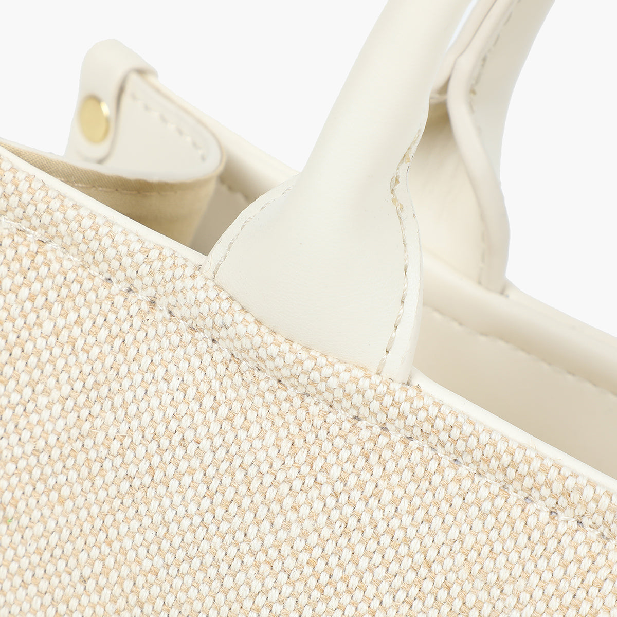 Sac porté main bi-matière blanc