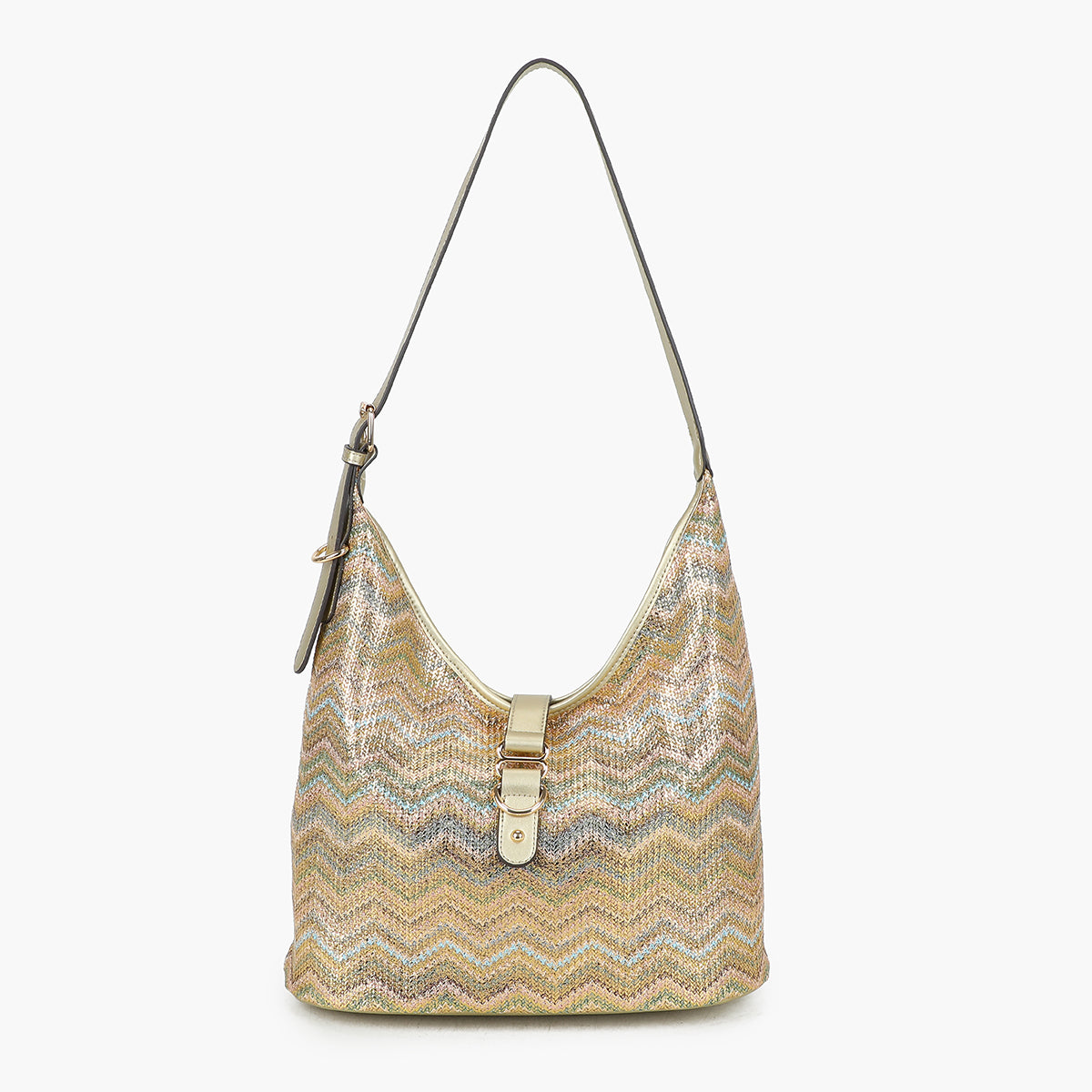 Sac hobo multicolore à motif géométrique