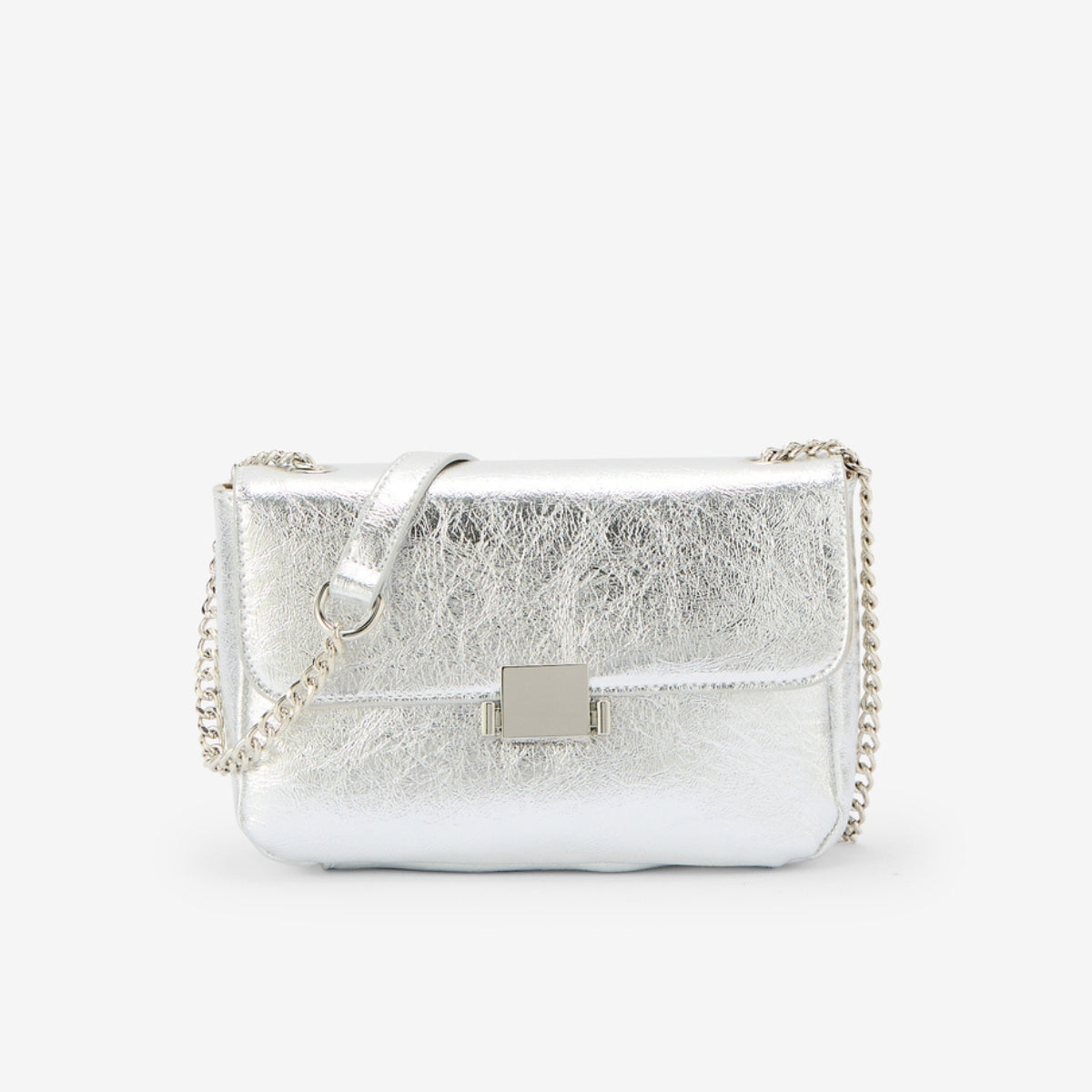 Sac bandoulière métallisé argenté