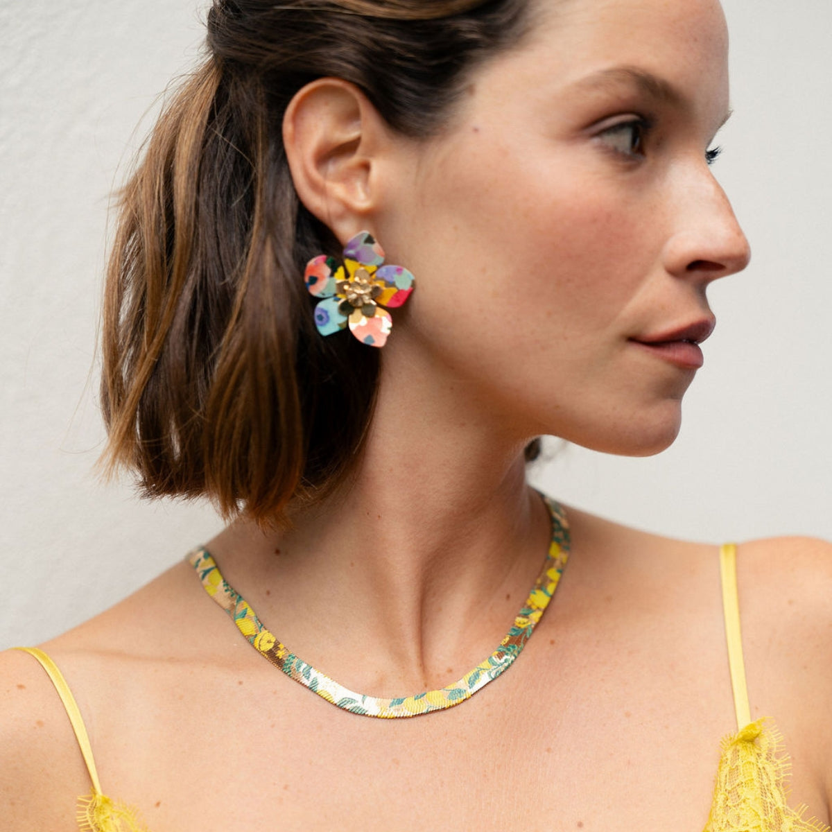 Collier chaine serpent Balagane imprimé citrons