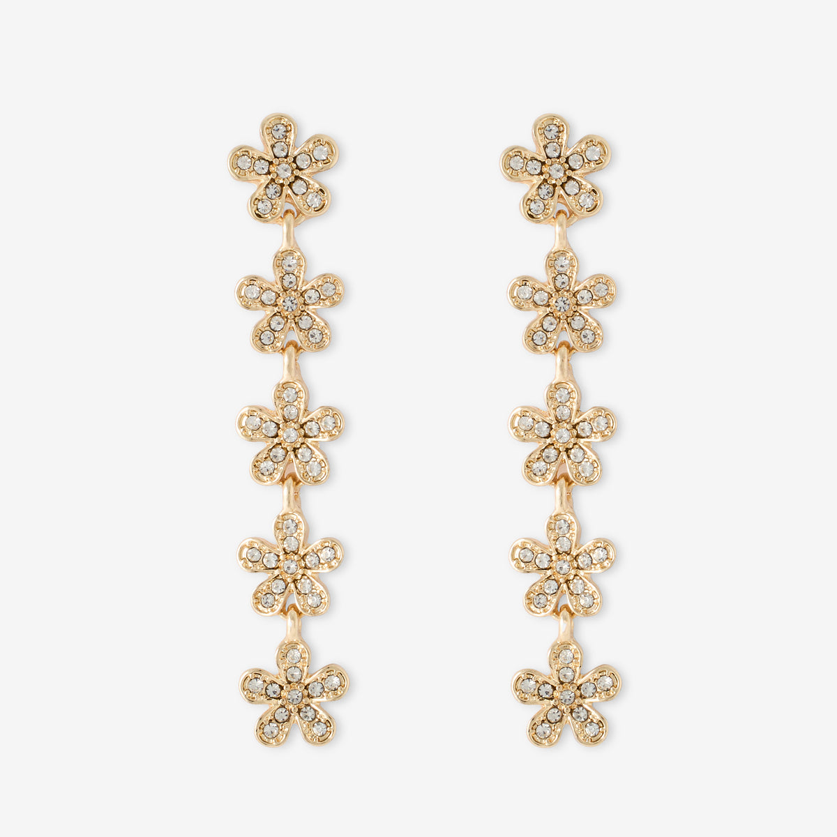 Boucles d’oreilles longues à petites fleurs strassées