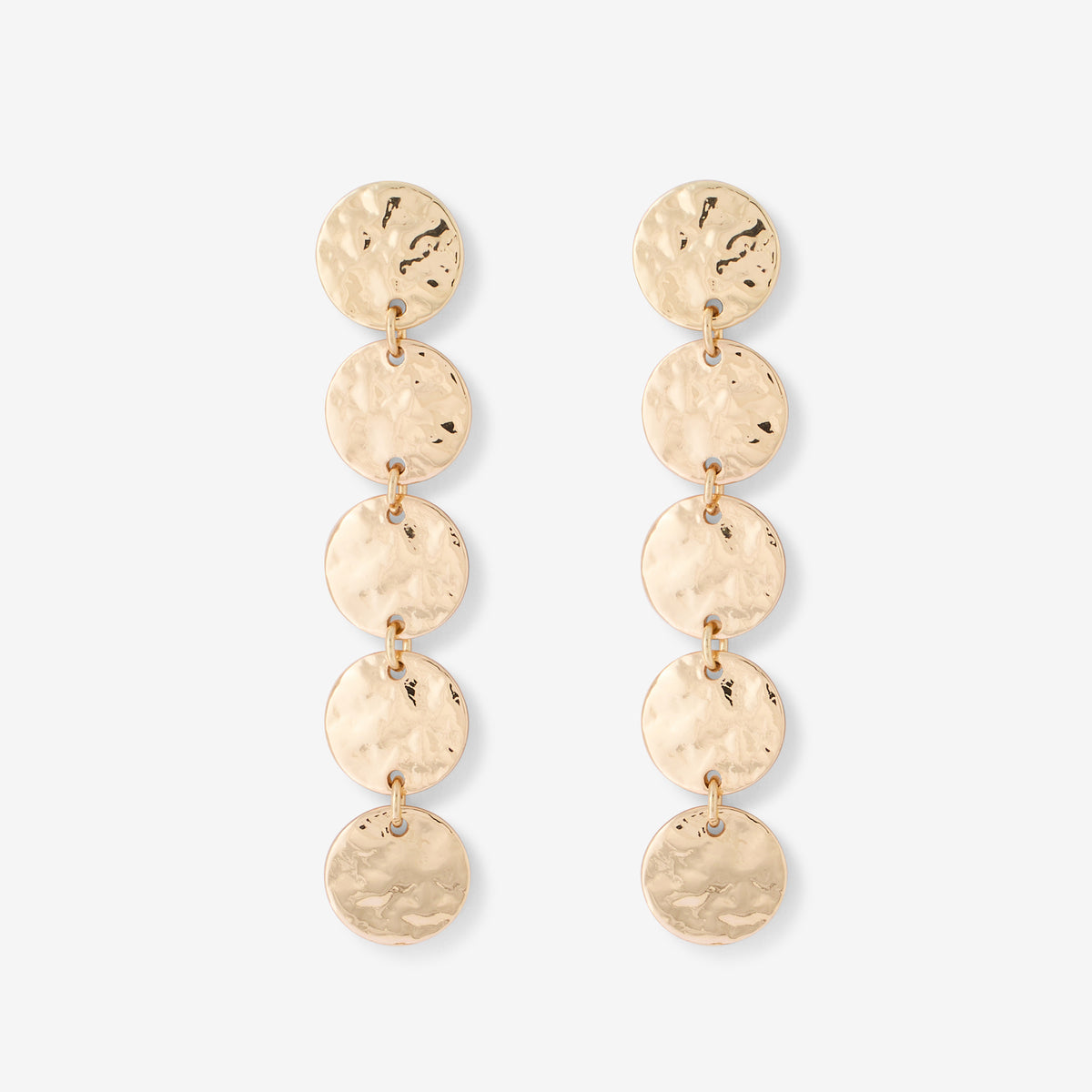 Boucles d'oreilles longues disques martelés