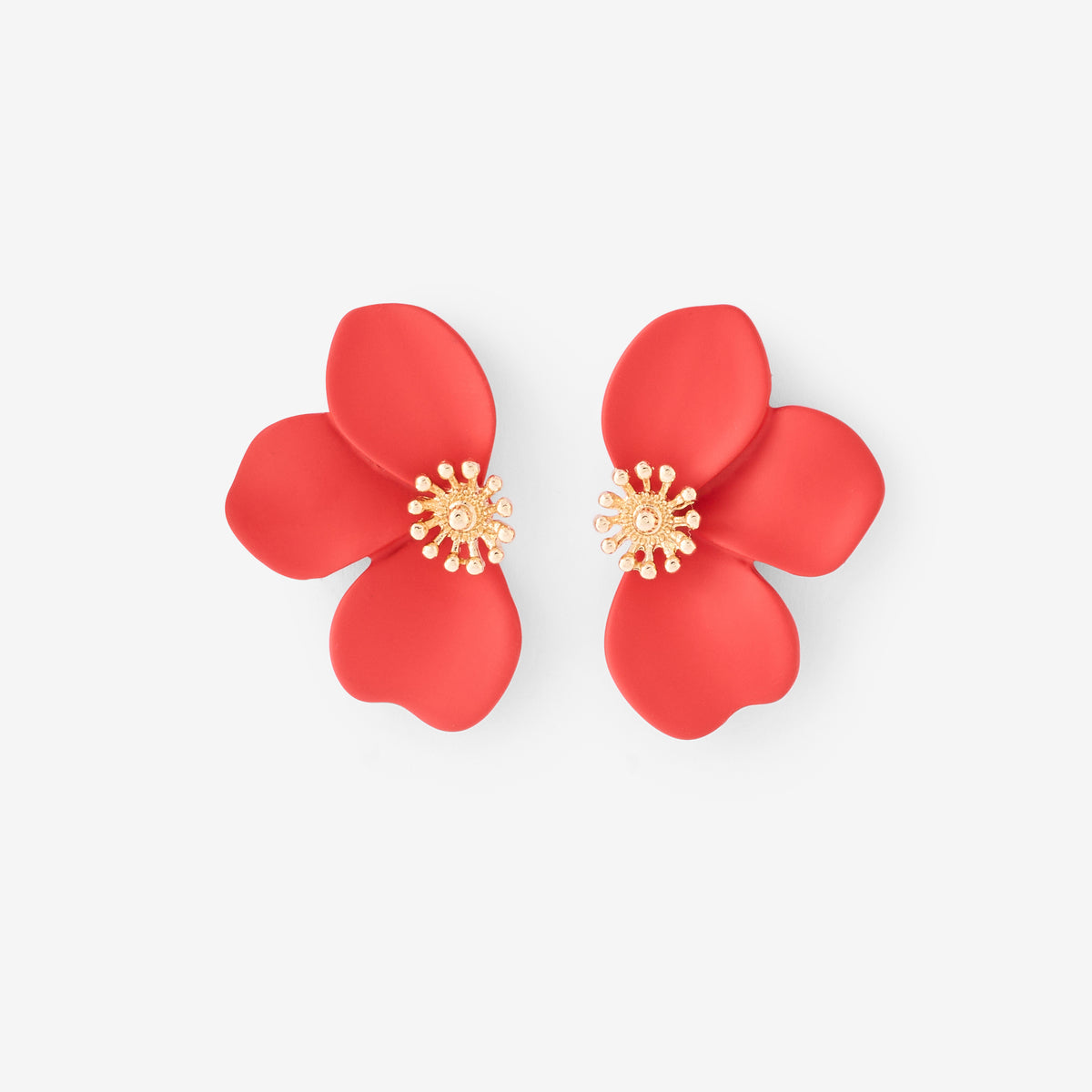 Boucles d'oreilles demi fleur rouge