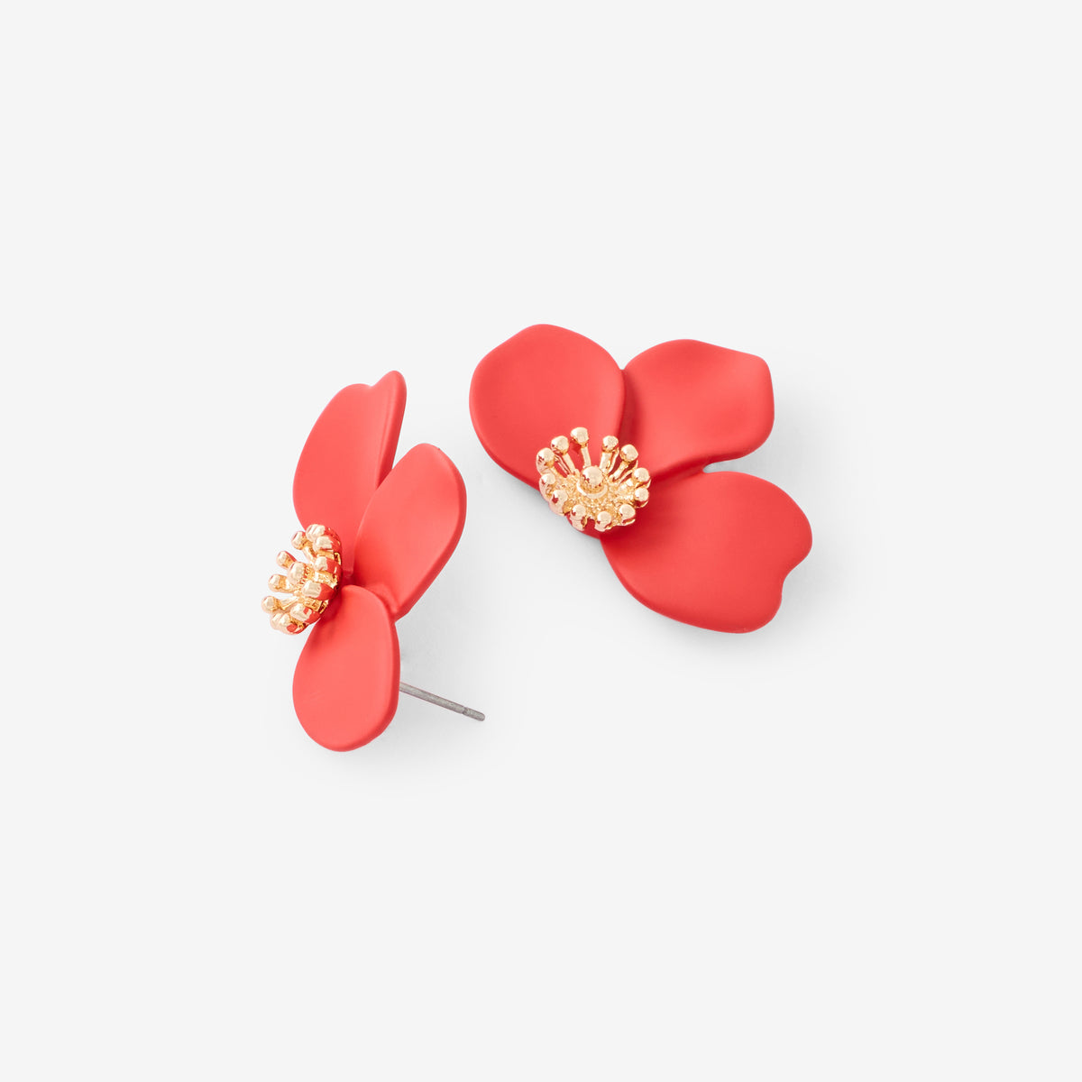 Boucles d'oreilles demi fleur rouge