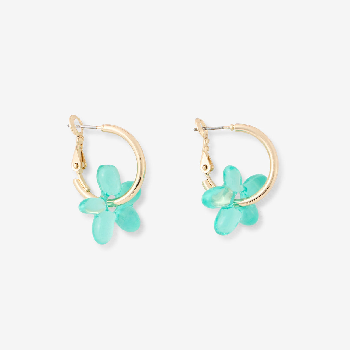 Créoles fleurs en résine bleues