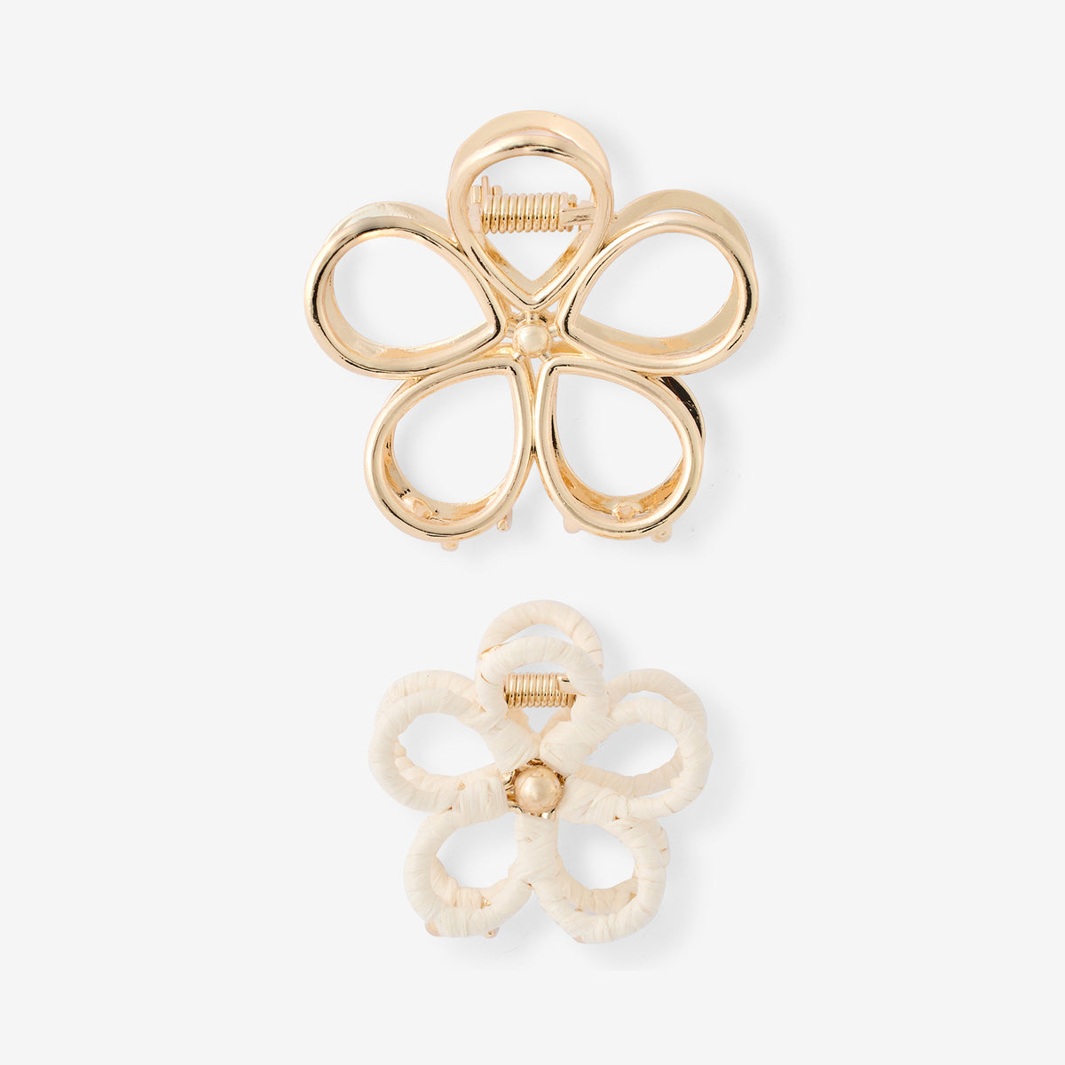 Set de 2 pinces fleurs dorée et ivoire