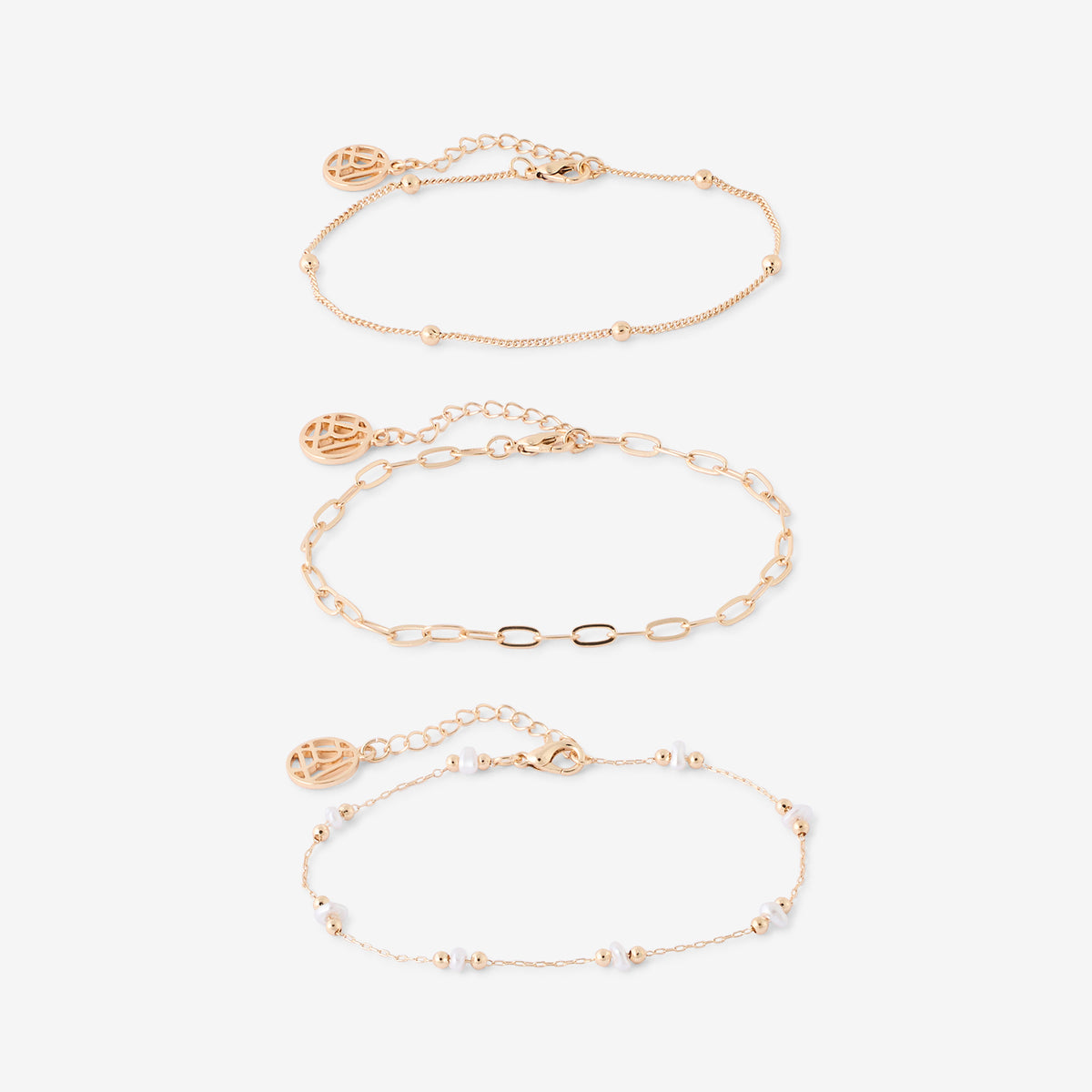 Set de 3 bracelets chaines à perles