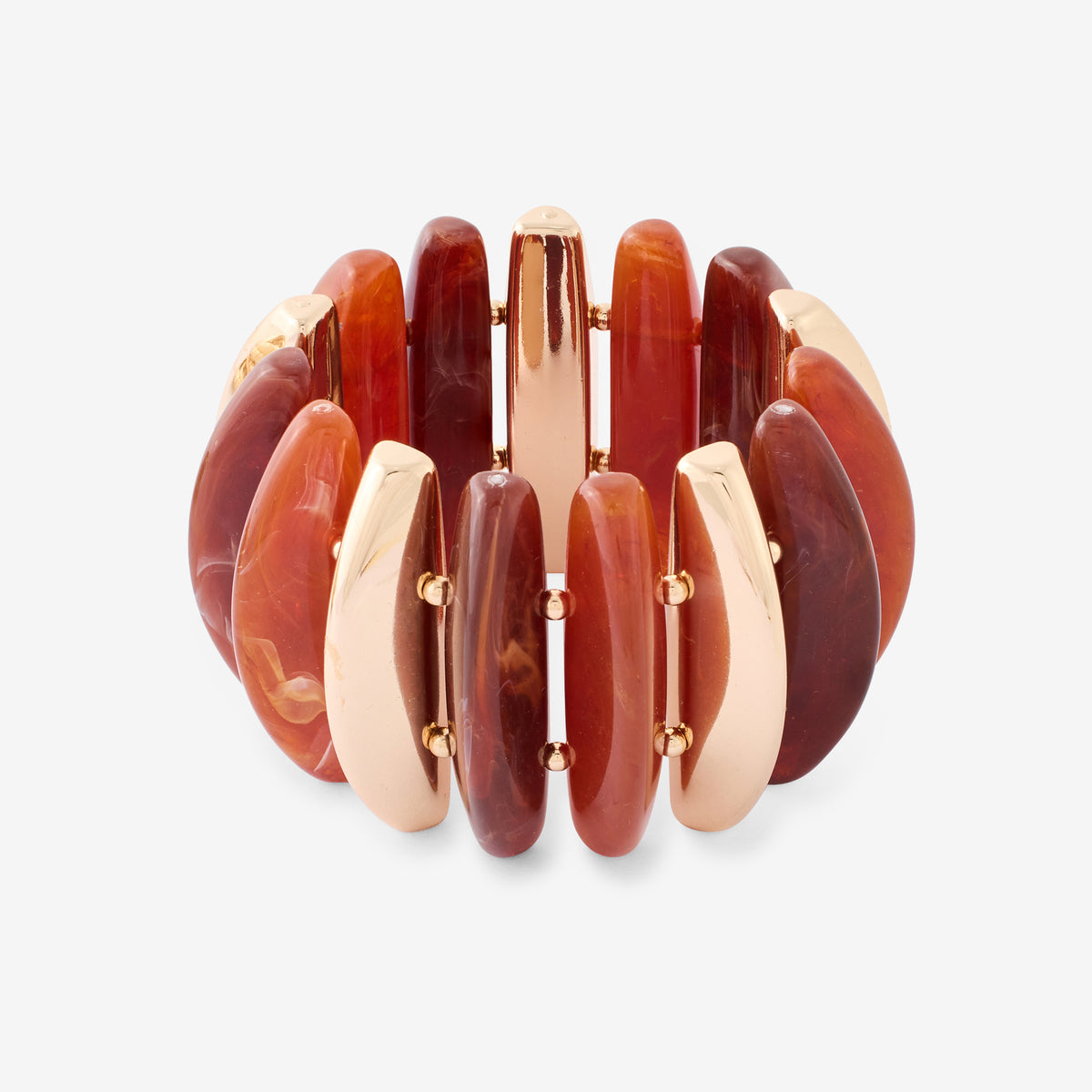 Bracelet élastique piécette en résine marron