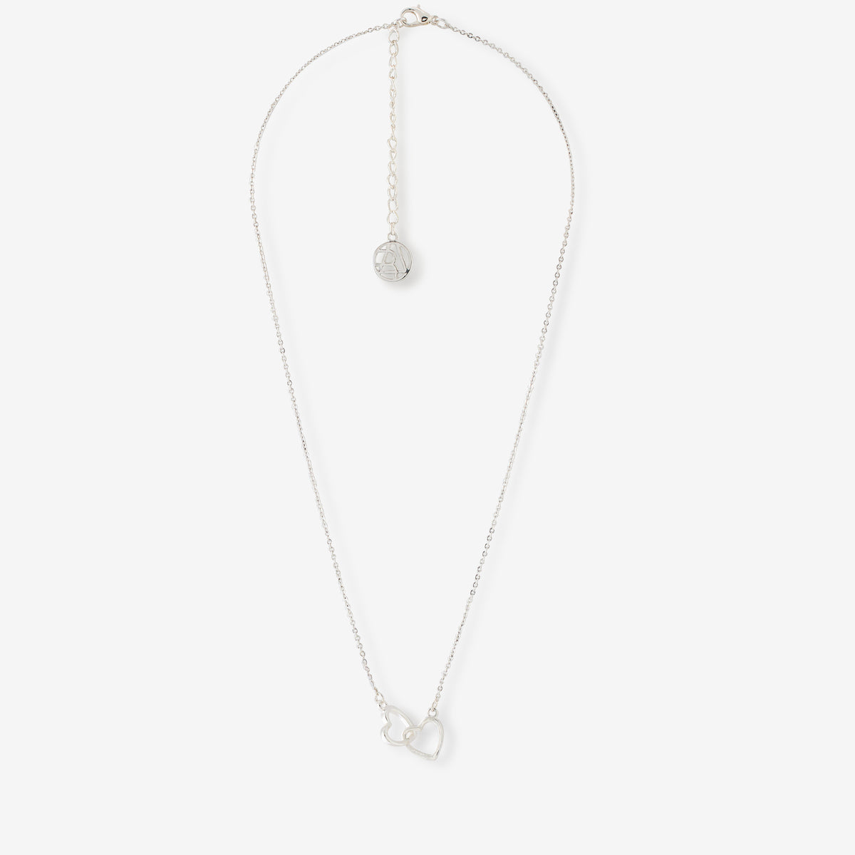 Collier chaîne fine cœurs entremêlés argenté