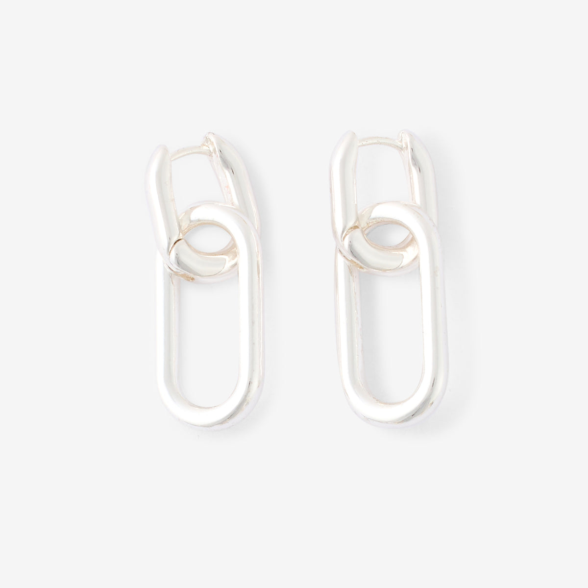 Boucles d'oreilles anneaux rectangulaires argentés