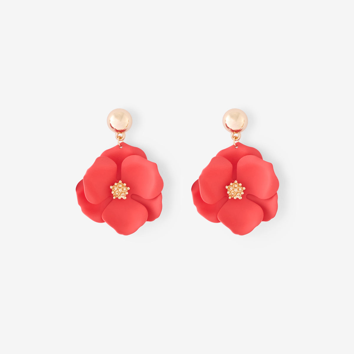 Boucles d'oreilles pétales rouges