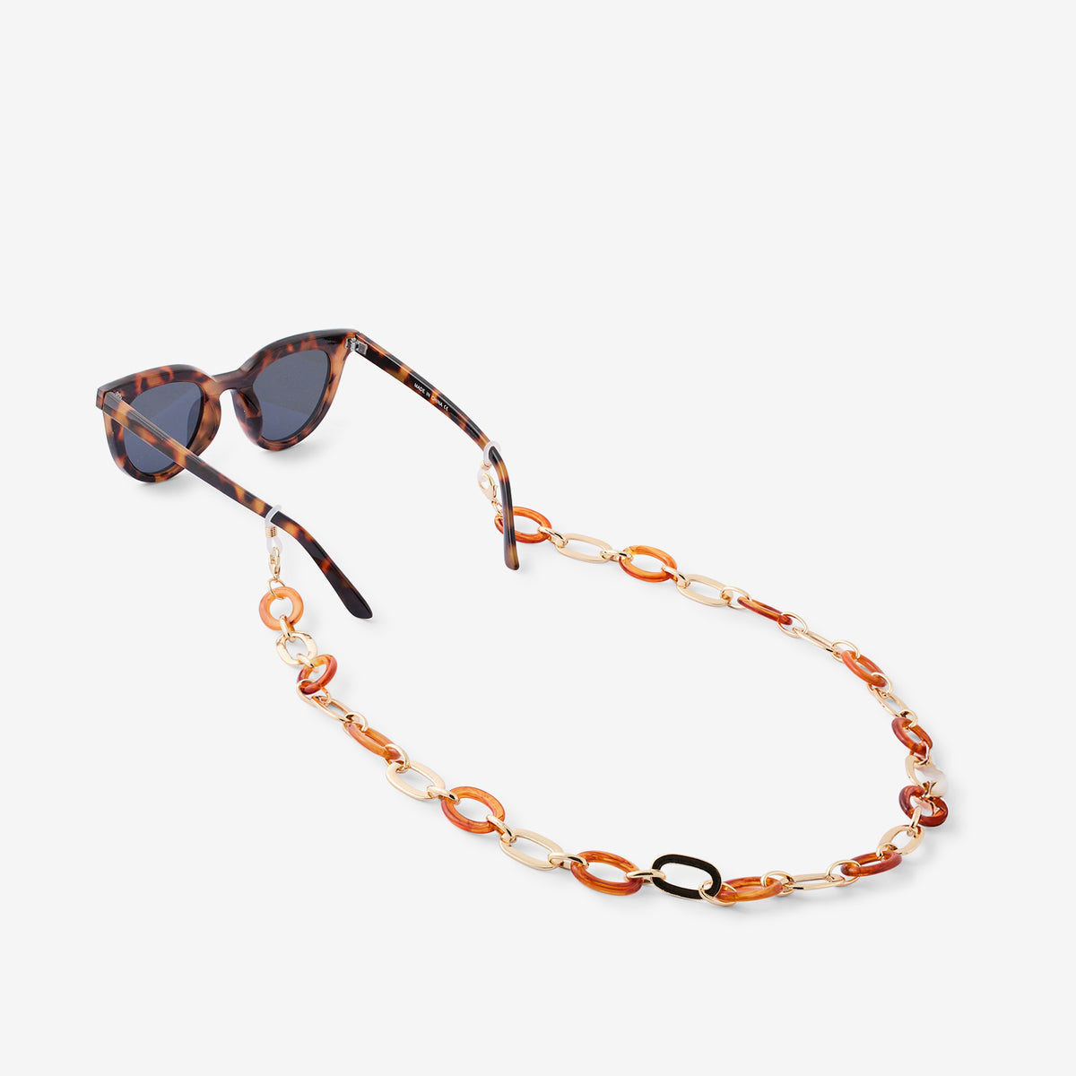 Chaine de lunettes à maillons marrons et dorés