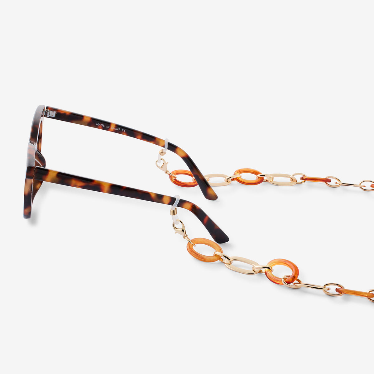 Chaine de lunettes à maillons marrons et dorés