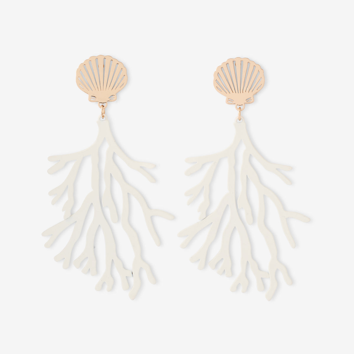 Boucles d’oreilles corail blanc