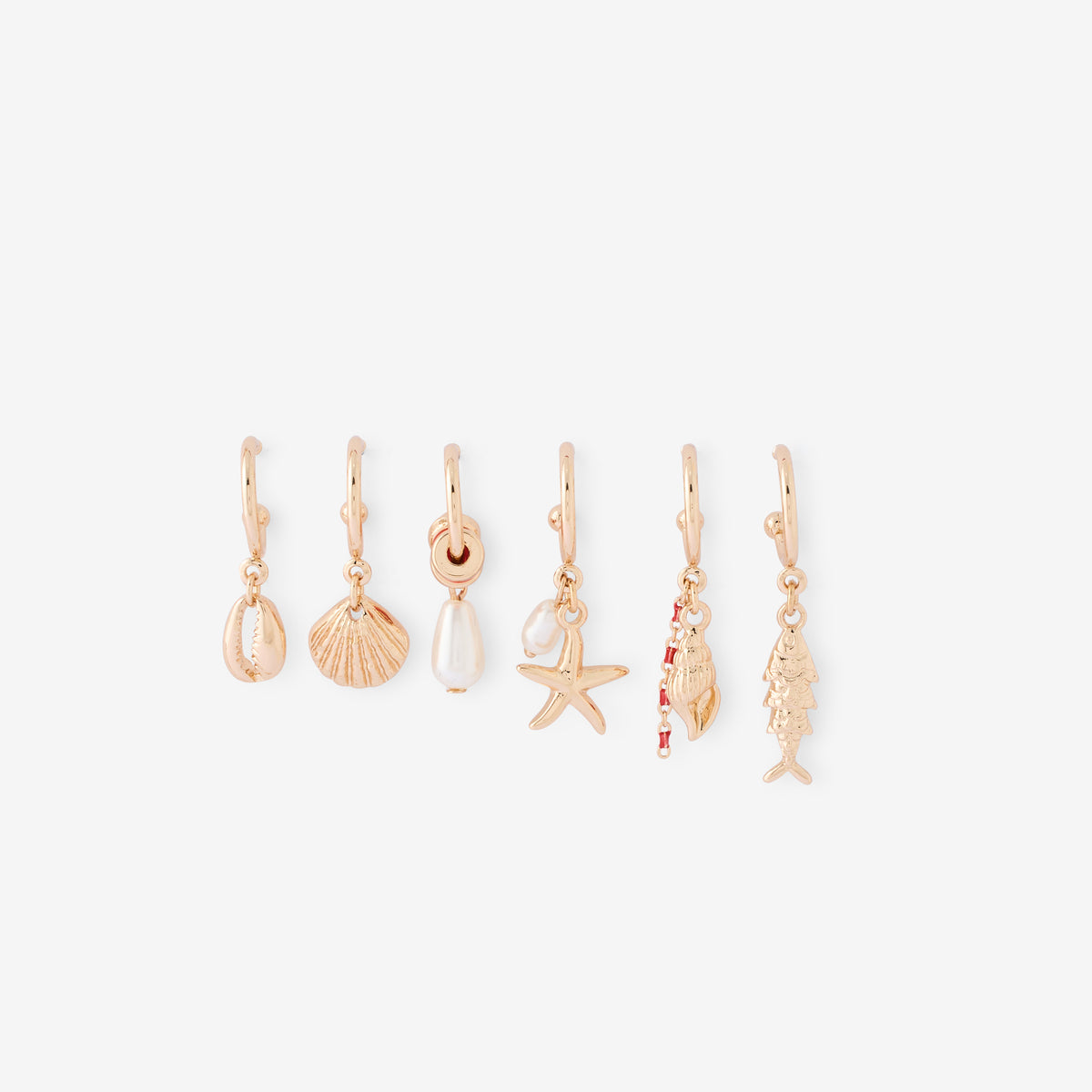Set de 6 créoles charms marin