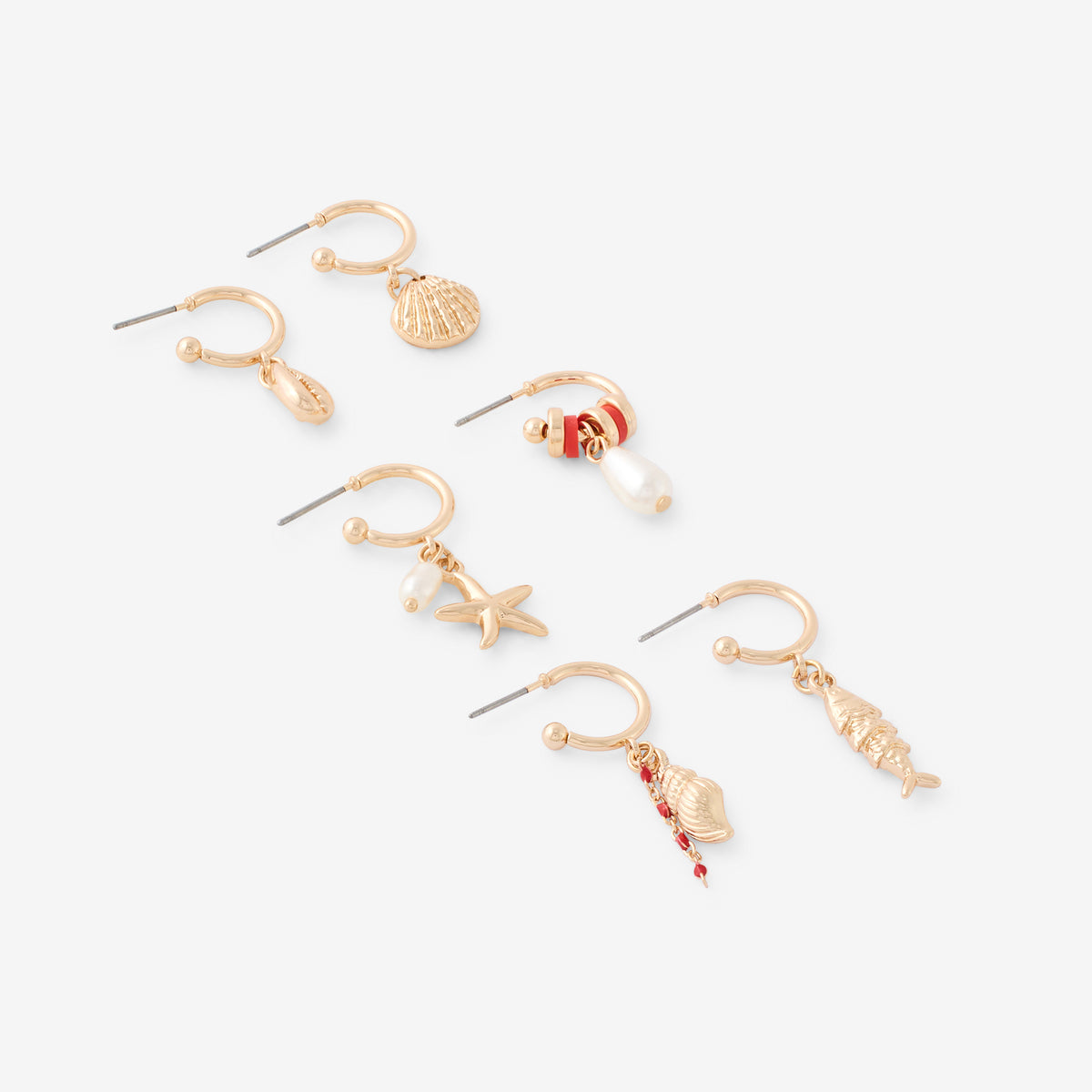 Set de 6 créoles charms marin