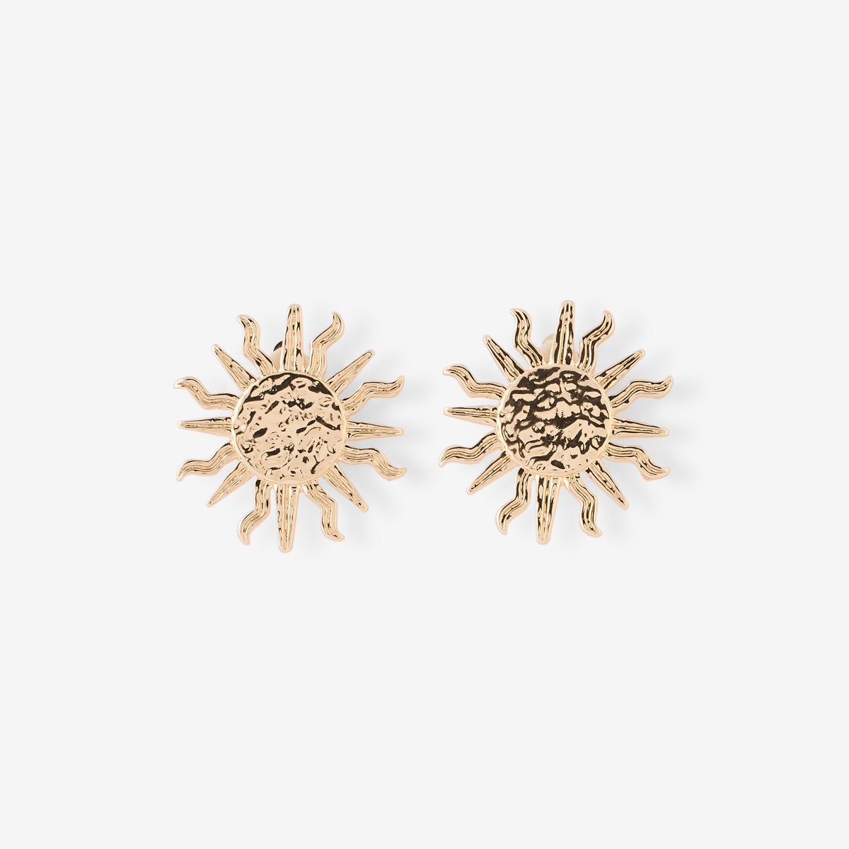 Boucles d'oreilles clips - soleil martelés dorés