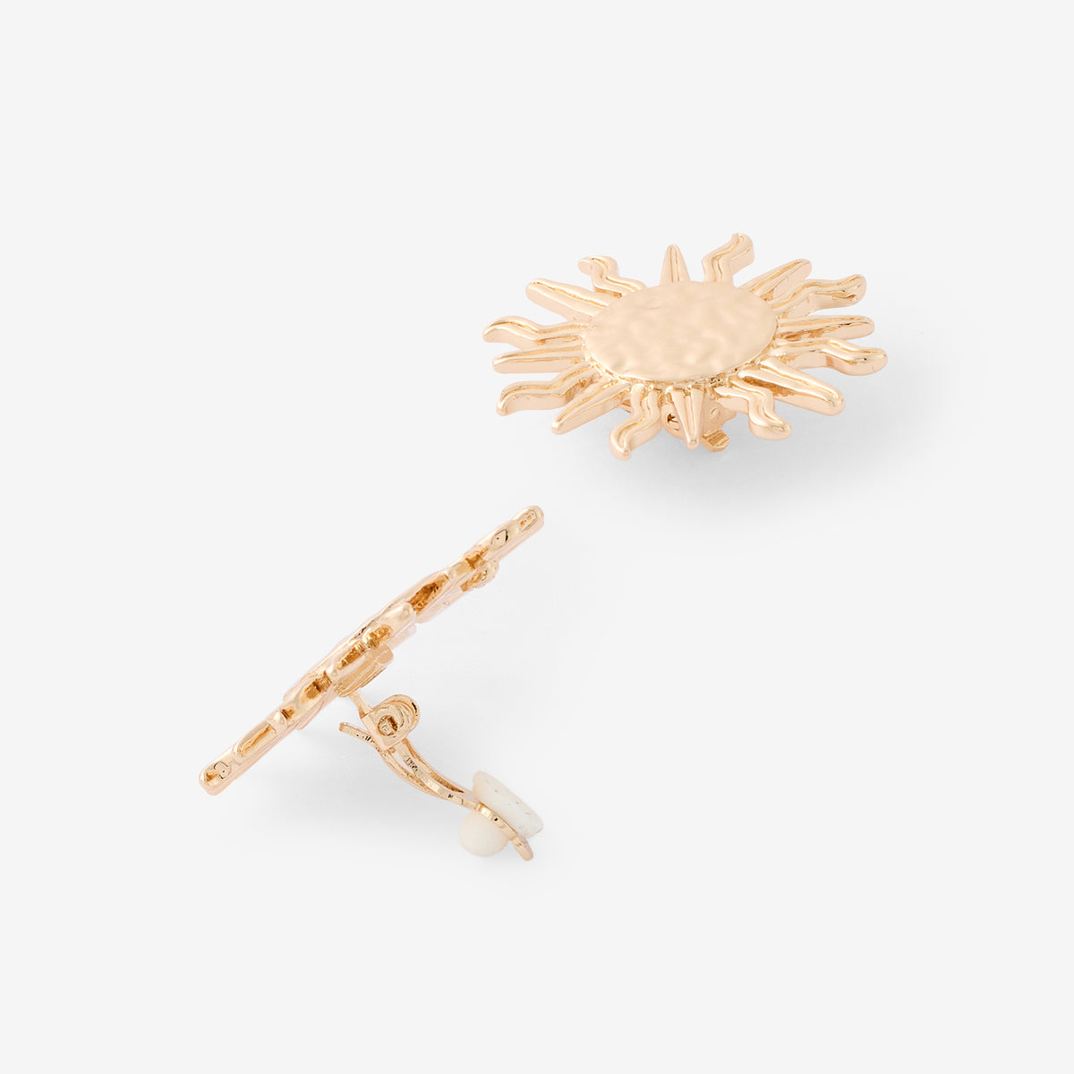 Boucles d'oreilles clips - soleil martelés dorés