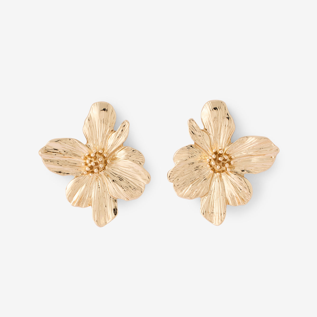 Boucles d'oreilles fleurs en métal doré
