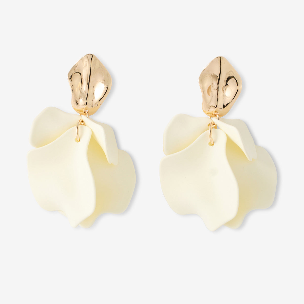 Boucles d'oreilles pendantes pétales ivoires