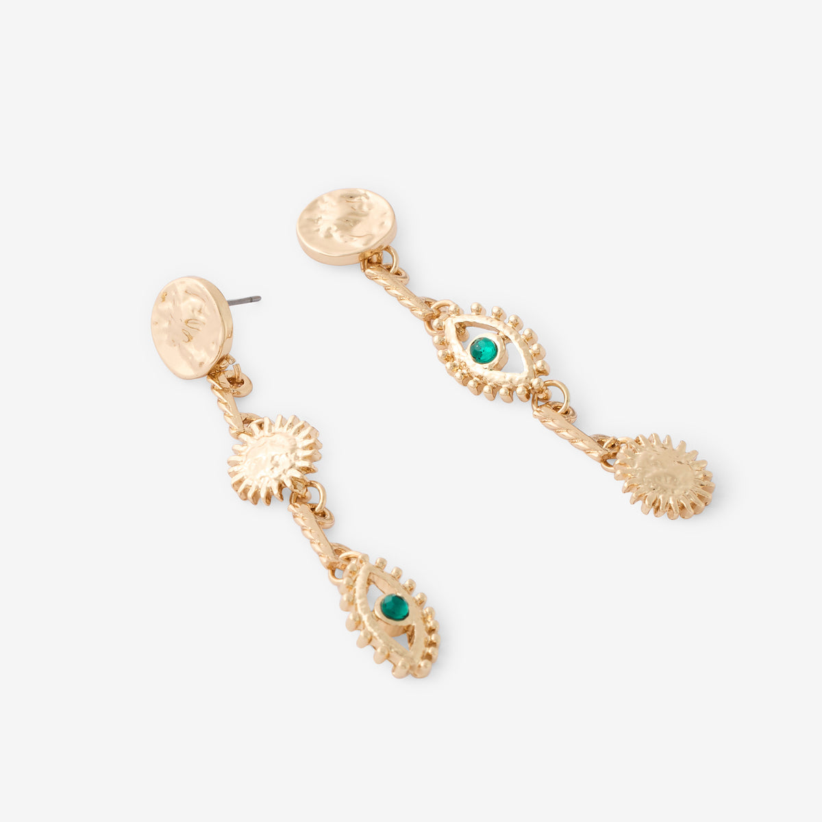 Boucles d'oreilles pendantes œil et soleil