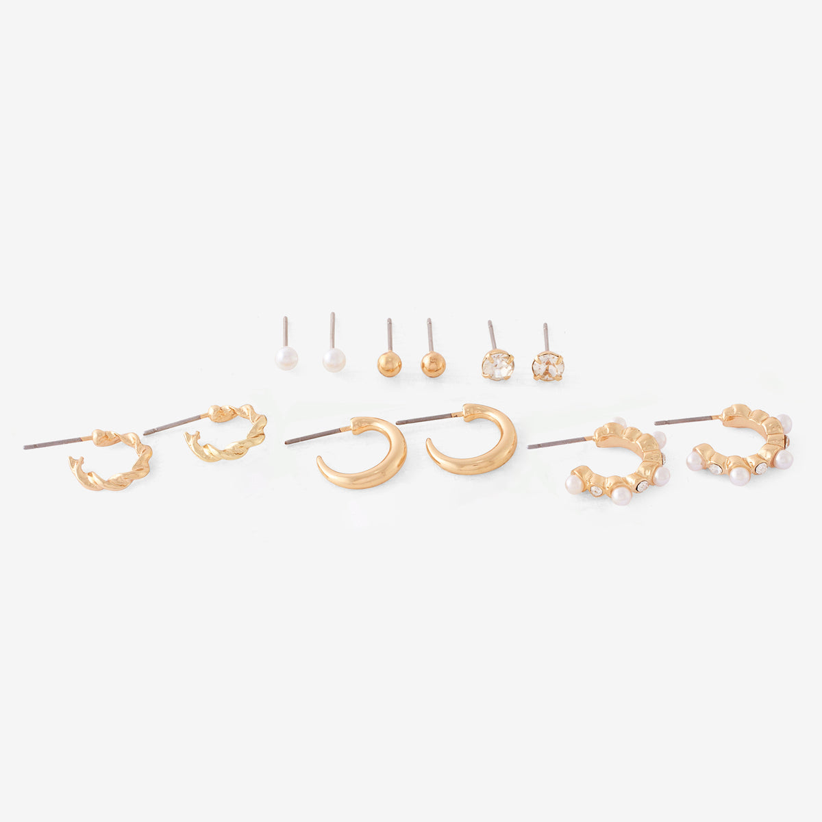 Set de 6 paires de boucles d'oreilles puces et créoles