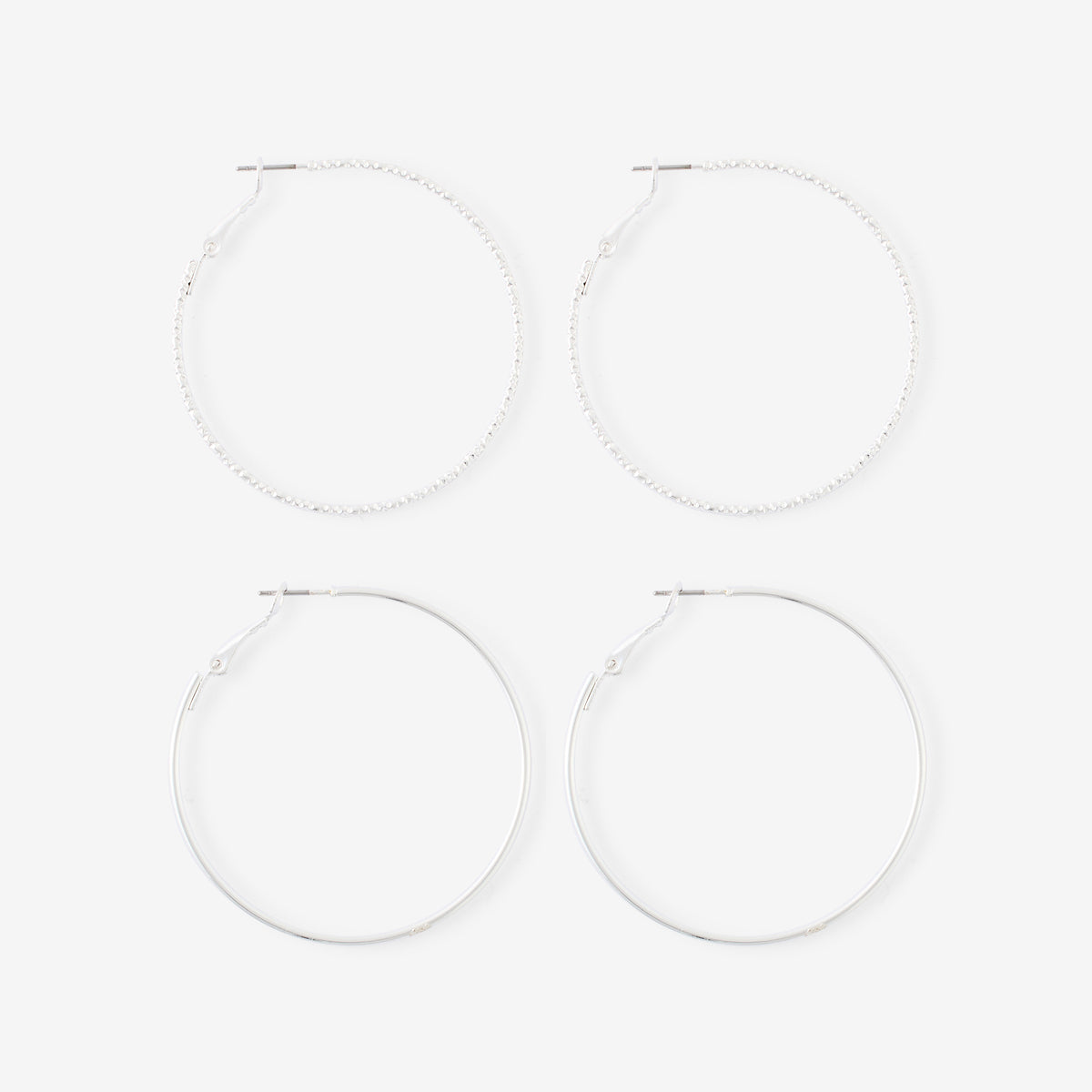 Set de 2 créoles argentées 50mm