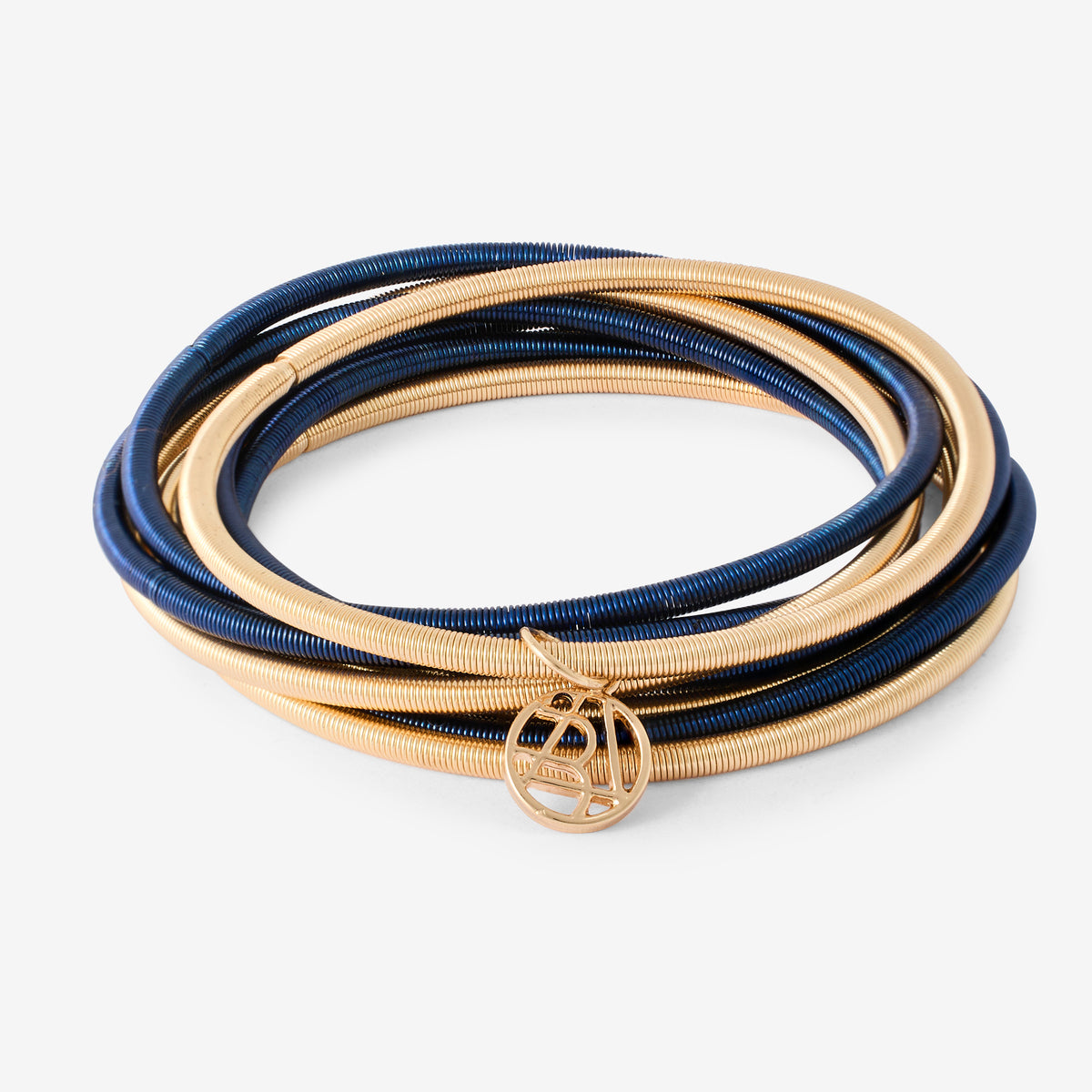 Set de 8 bracelets ressorts bleus et dorés