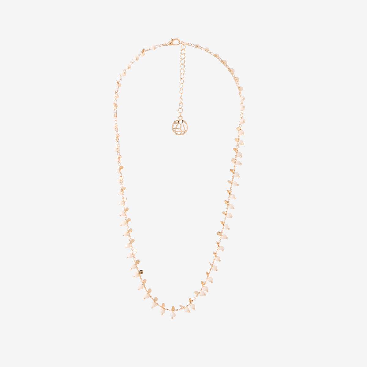 Collier pierres facettées et mini disques ivoire