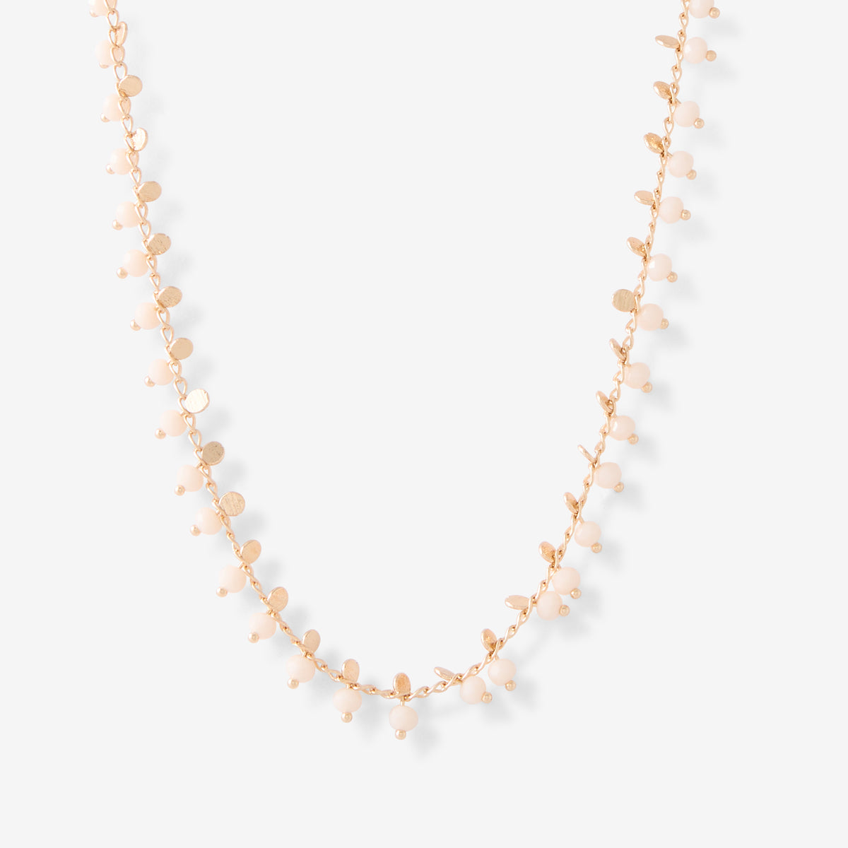 Collier pierres facettées et mini disques ivoire