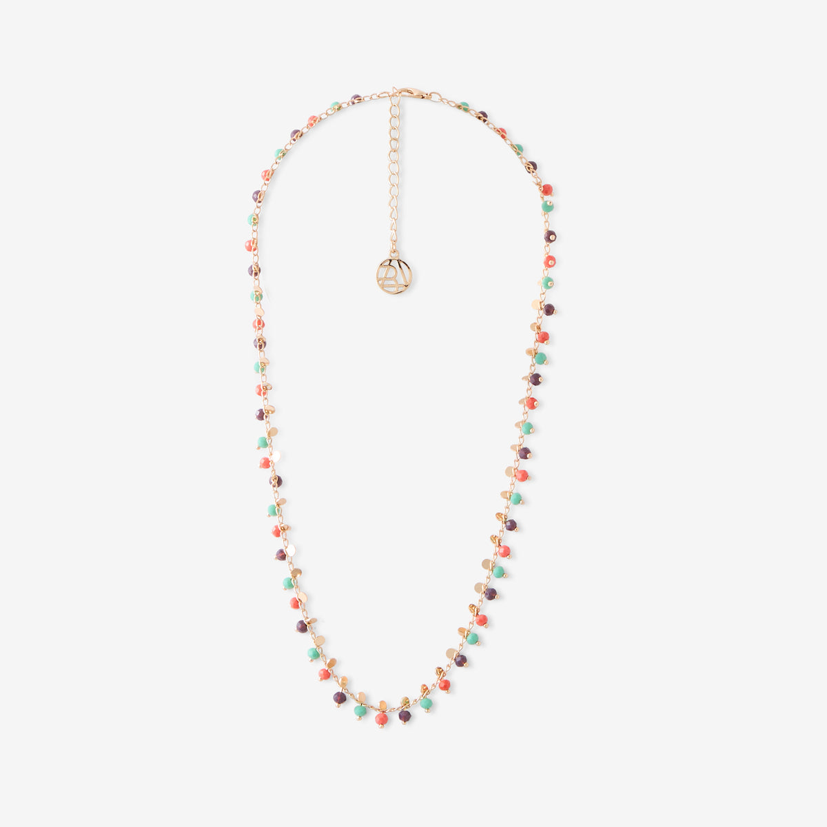Collier pierres facettées et mini disques